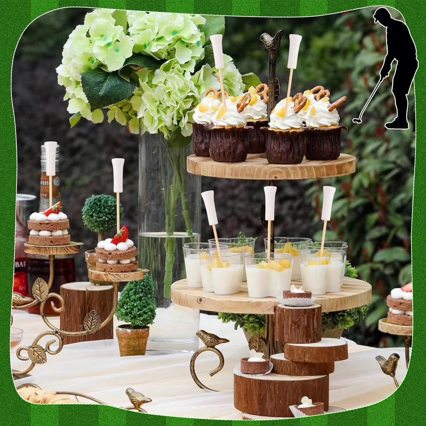 100Pcs Golf Toothpicks Golf Tee Cocktail Picks Golf Party Decorations for Appetizers Bamboo Cocktail Sticks Skewers for Drinks Fruits Desserts Charcuterie Sandwich