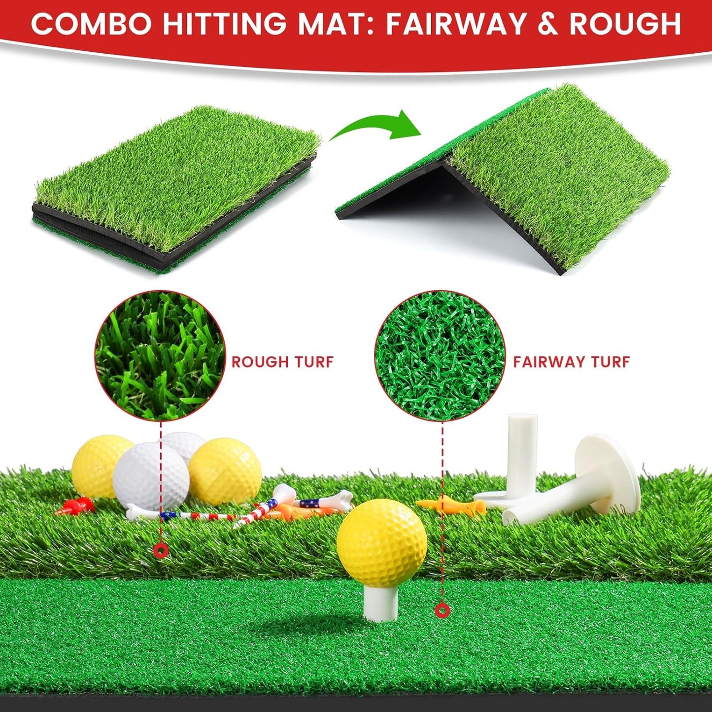 Pro Golf Net,Heavy Duty Golf Practice Net with Mat, Outdoor Indoor Hitting Nets with Noise Reduce Silk Target for Backyard Driving Chipping/Garage Training