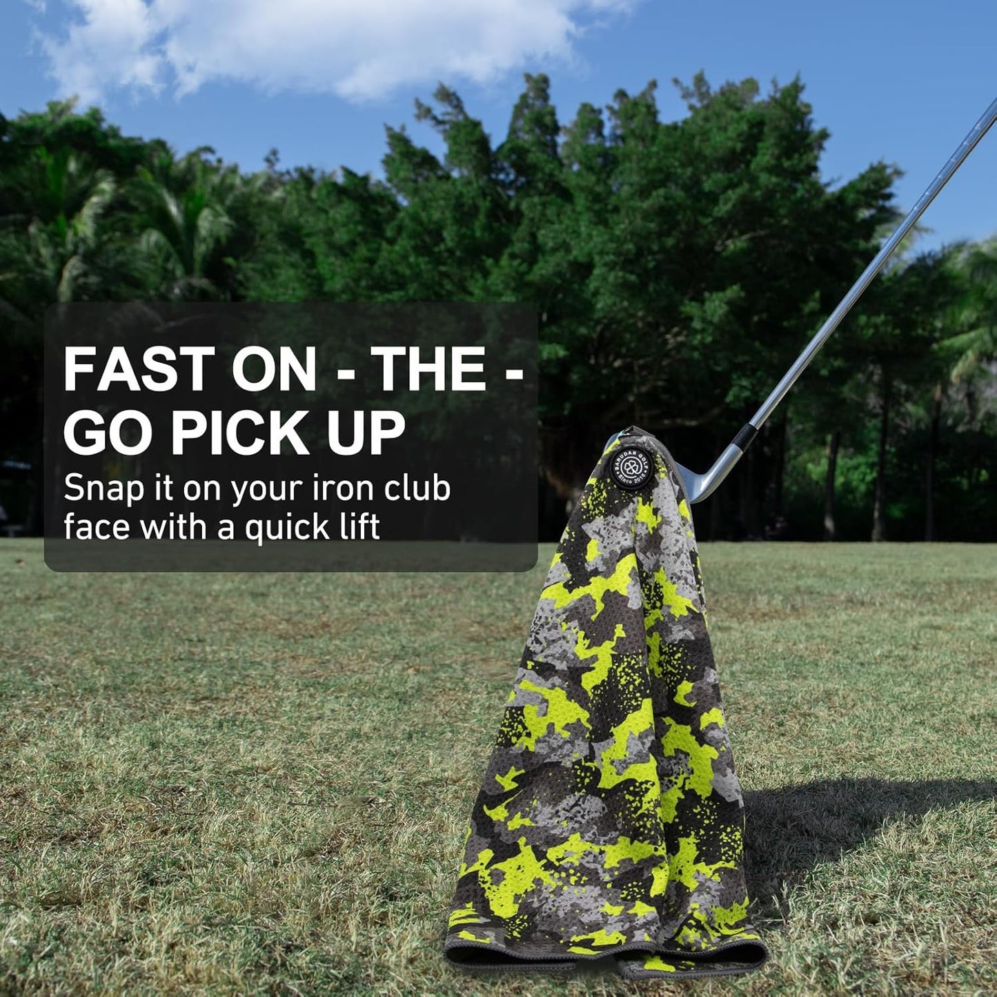 Magnetic Golf Towel for Men Women Golfer - Microfiber Golf Towel Magnet with Waffle Texture - Strengthen Magnet Golf Towels for Strong Hold to Metal Objects (Green Camo)