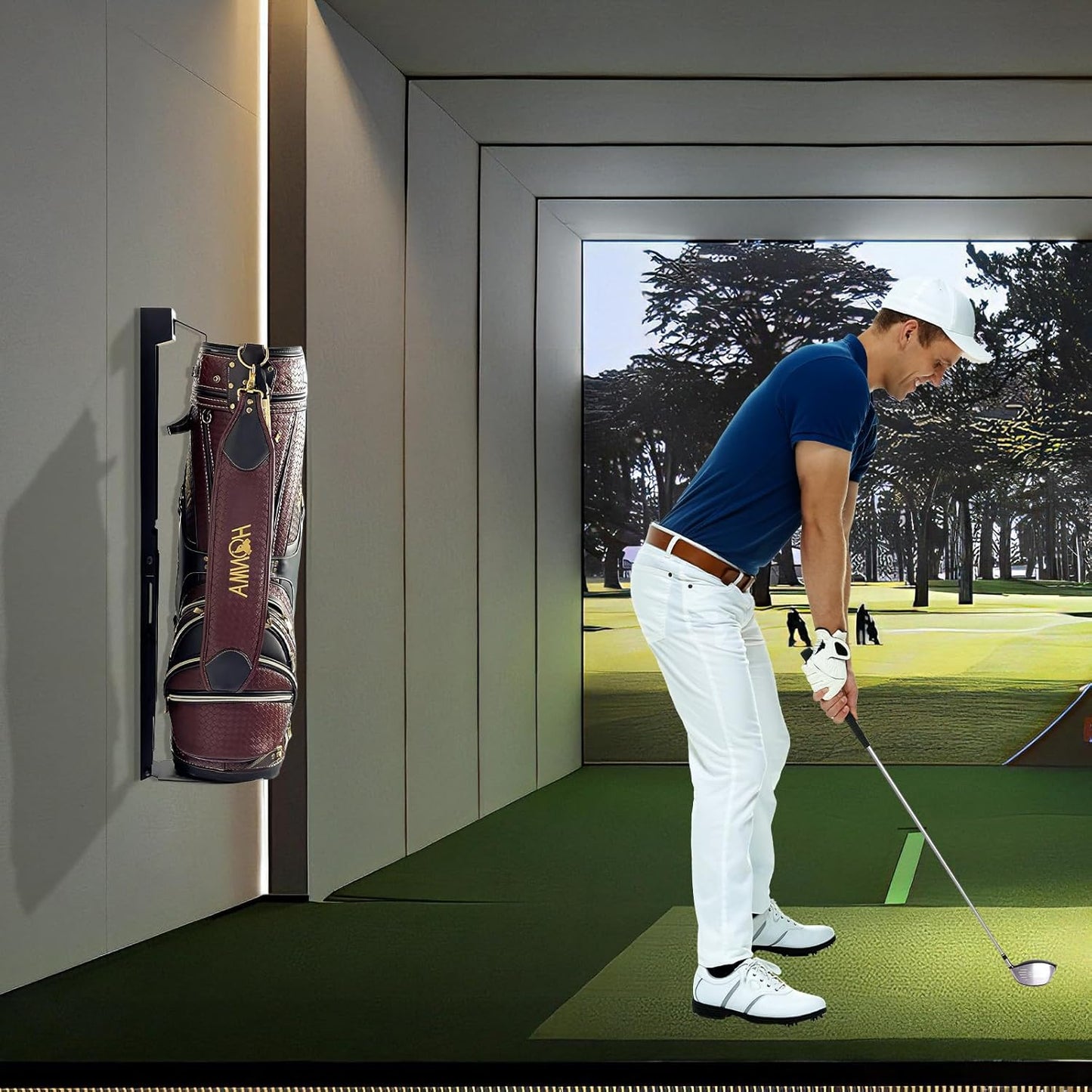 Wall Mount Golf Bag Stand Storage Rack,Upgraded Foldable ,Anti-Slip, Highly Adjustable in Freedom,Golf Bag Wall Rack is Suitable for Homes, Clubs, Training Grounds