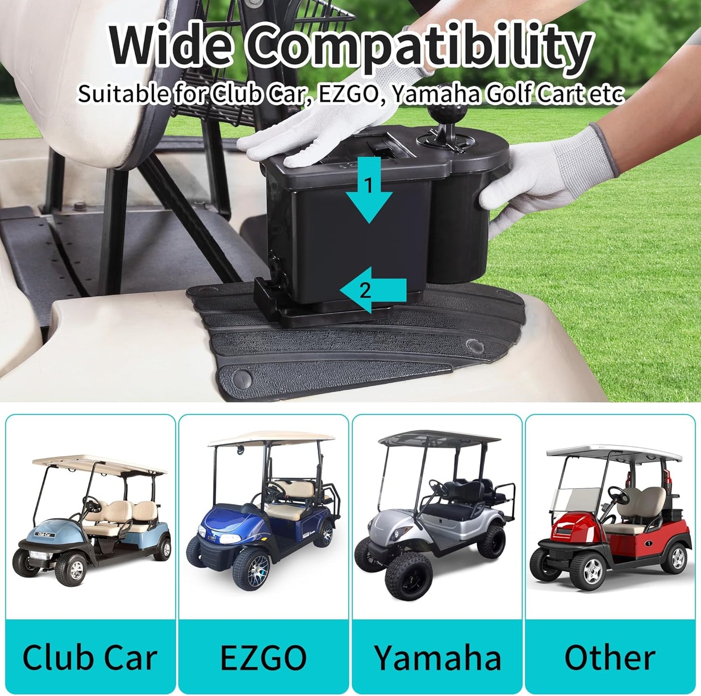 10L0L Golf Cart Ball Washer, Golf Club Head Cleaner for Yamaha, EZGO, Club Car, Star EV-Universal & Detachable