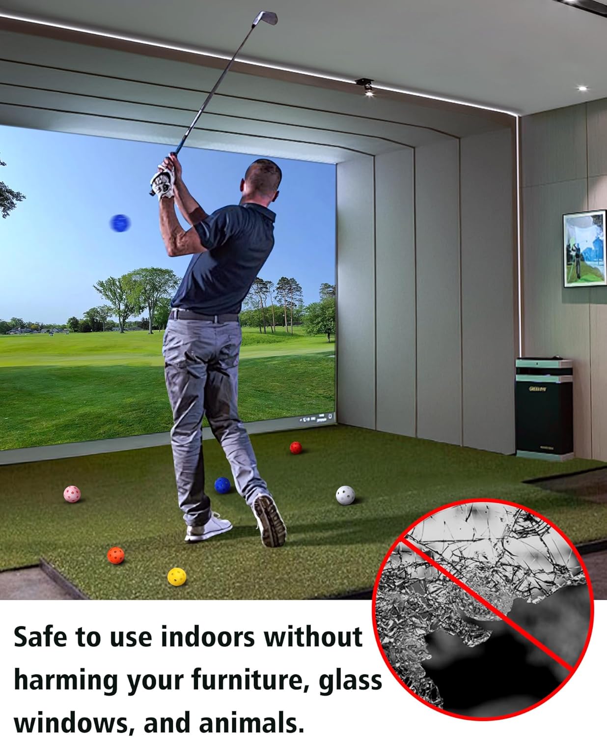 35 Pack Practice Golf Balls Limited Flight Plastic Golf Balls 42mm Practice Golf Balls for Backyard Golf Training Balls for Swing Practice, Airflow Hollow (Multiple Colors)