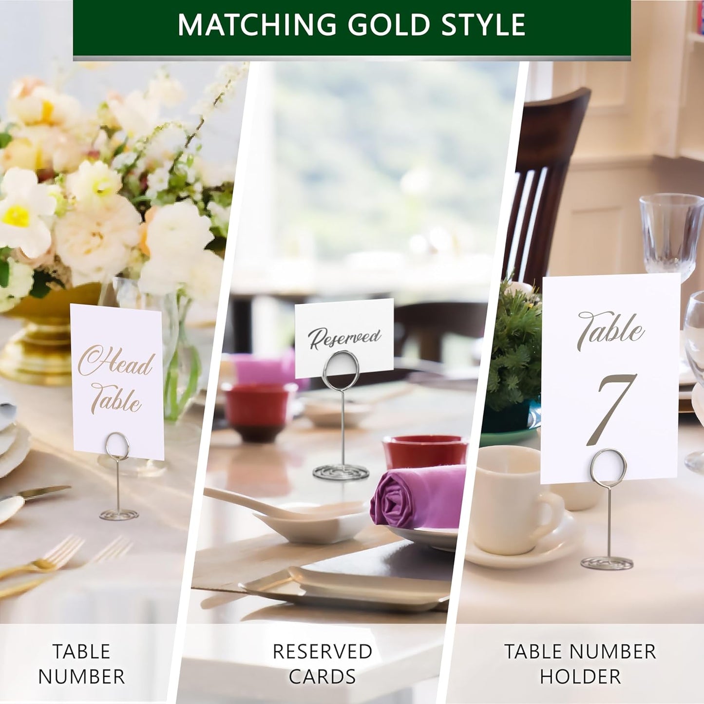 10 Pack Silver Table Card Holders - Table Number Holders - Place Card Holder - Picture Clips for Photos - Tables Name Holder for Centerpieces Weddings Restaurants Food - Wire Seating Signs Stands