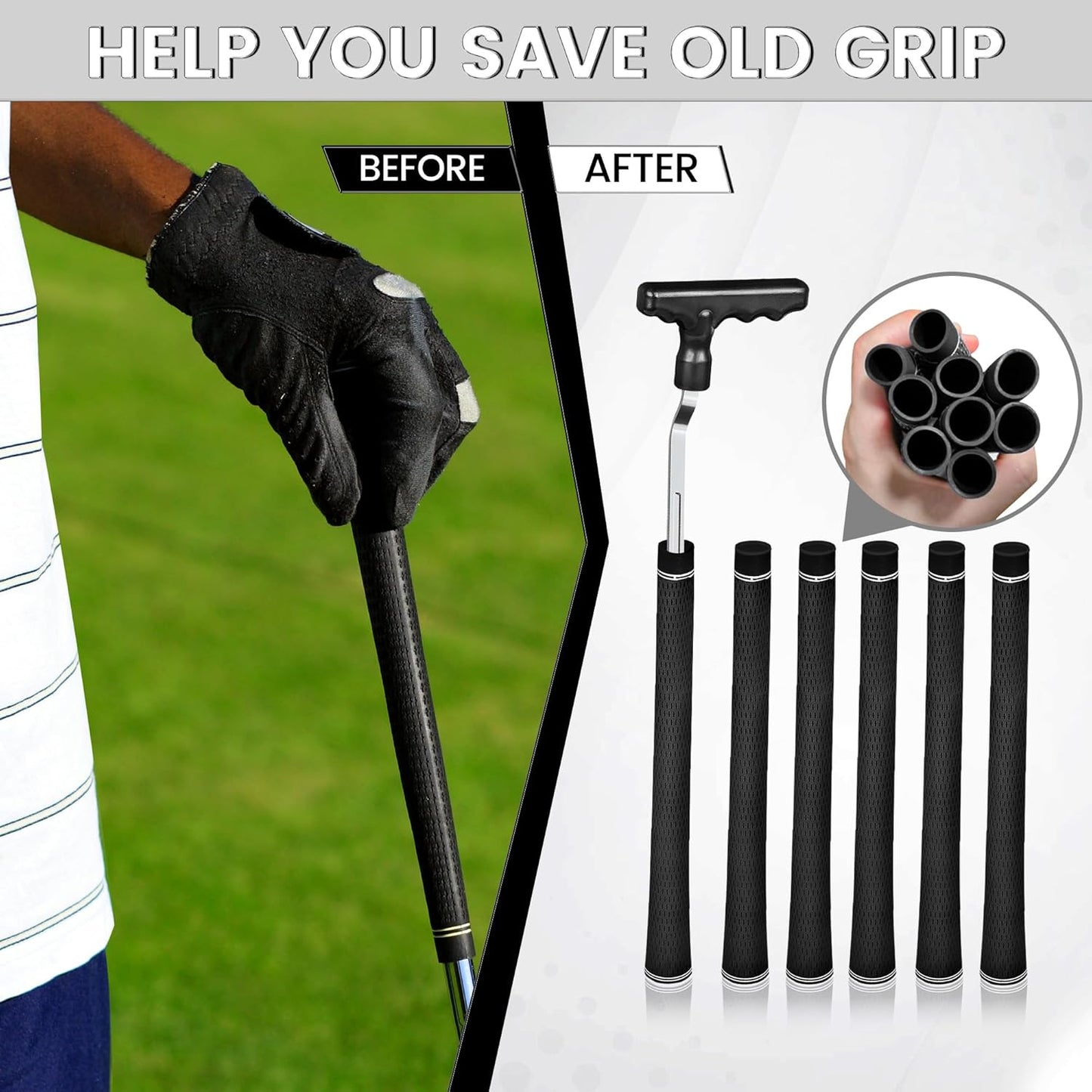 Golf Grip Removal Tool, 12" V-Groove Grip Remover Saver Gripping Tool,High-Carbon Steel Golf Club Grip Remover Tool,Golf Gifts for Men