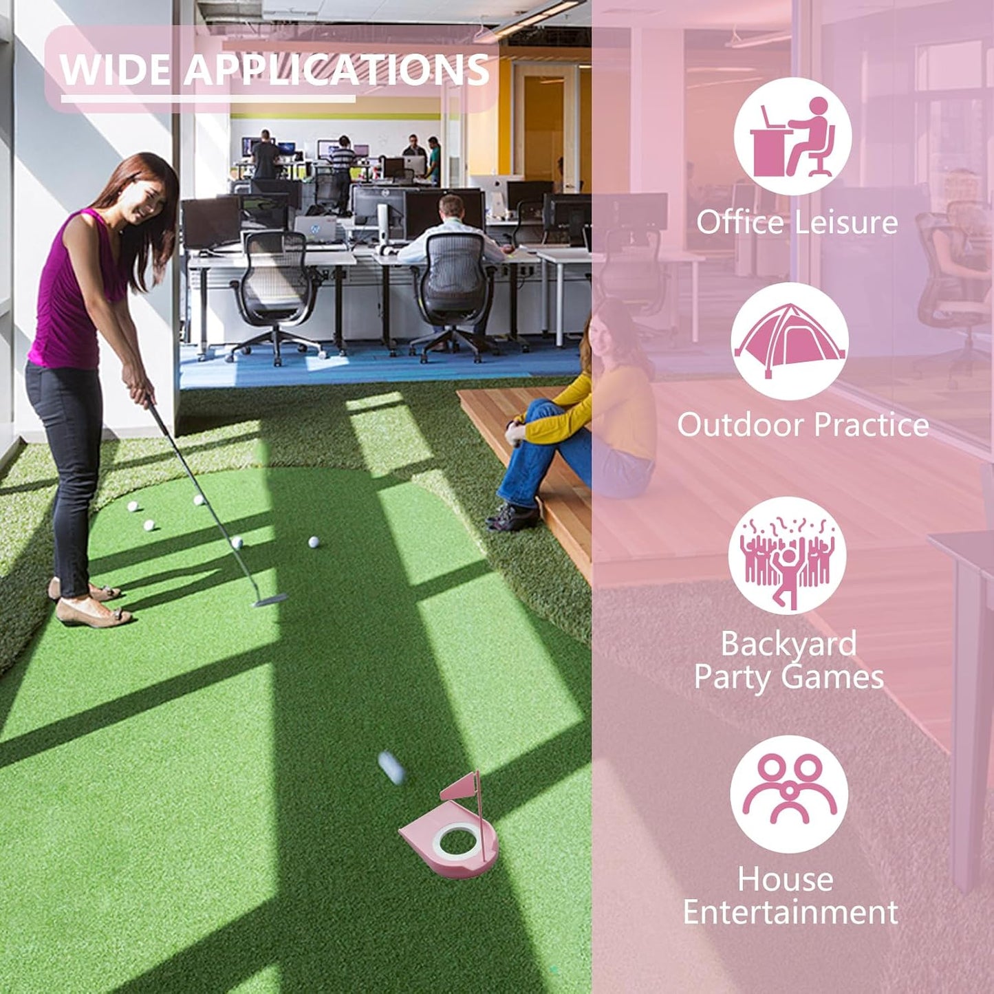 9 Pack Golf Putting Cups with Flags, Plastic Golf Training Aids with Golf Ball Retriever, Putting Training Hole Set for Indoor Outdoor