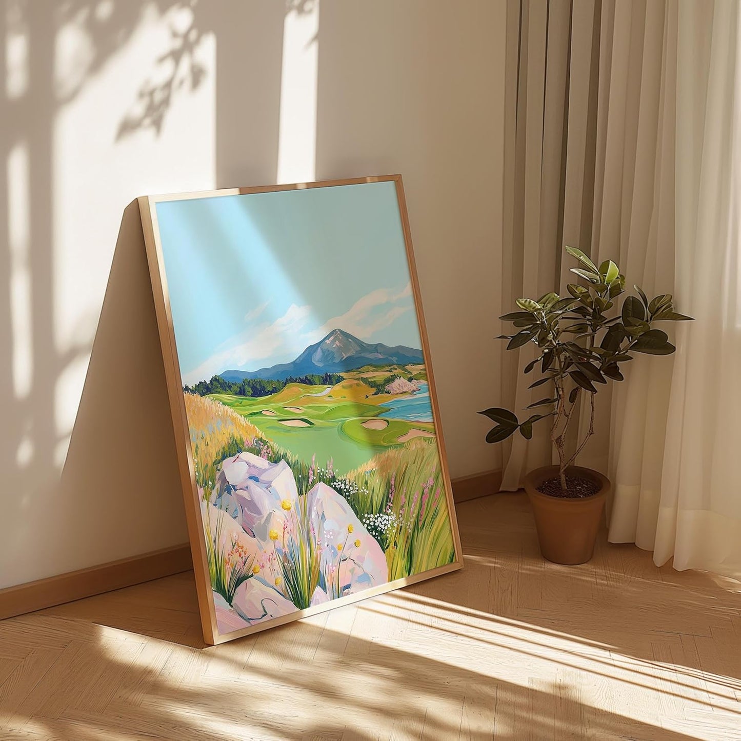 Golf Course Floral Pastel Art Print Posters - Premium Giclee Fine Art Prints - Golf Course Home Decor Posters, Golfer Art Prints for Home and Office Decor - Vintage Aesthetic, Ready to Frame