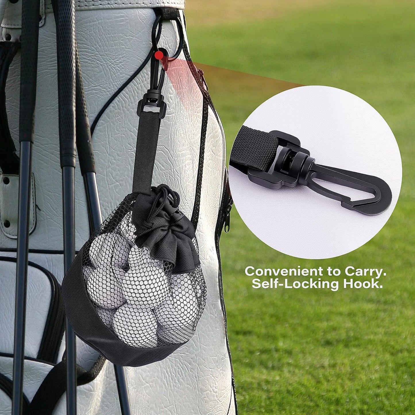 3PCS Golf Ball Bags with Drawstring, Nylon Mesh Bag for Golf Balls, Design for Most Outdoor Storage