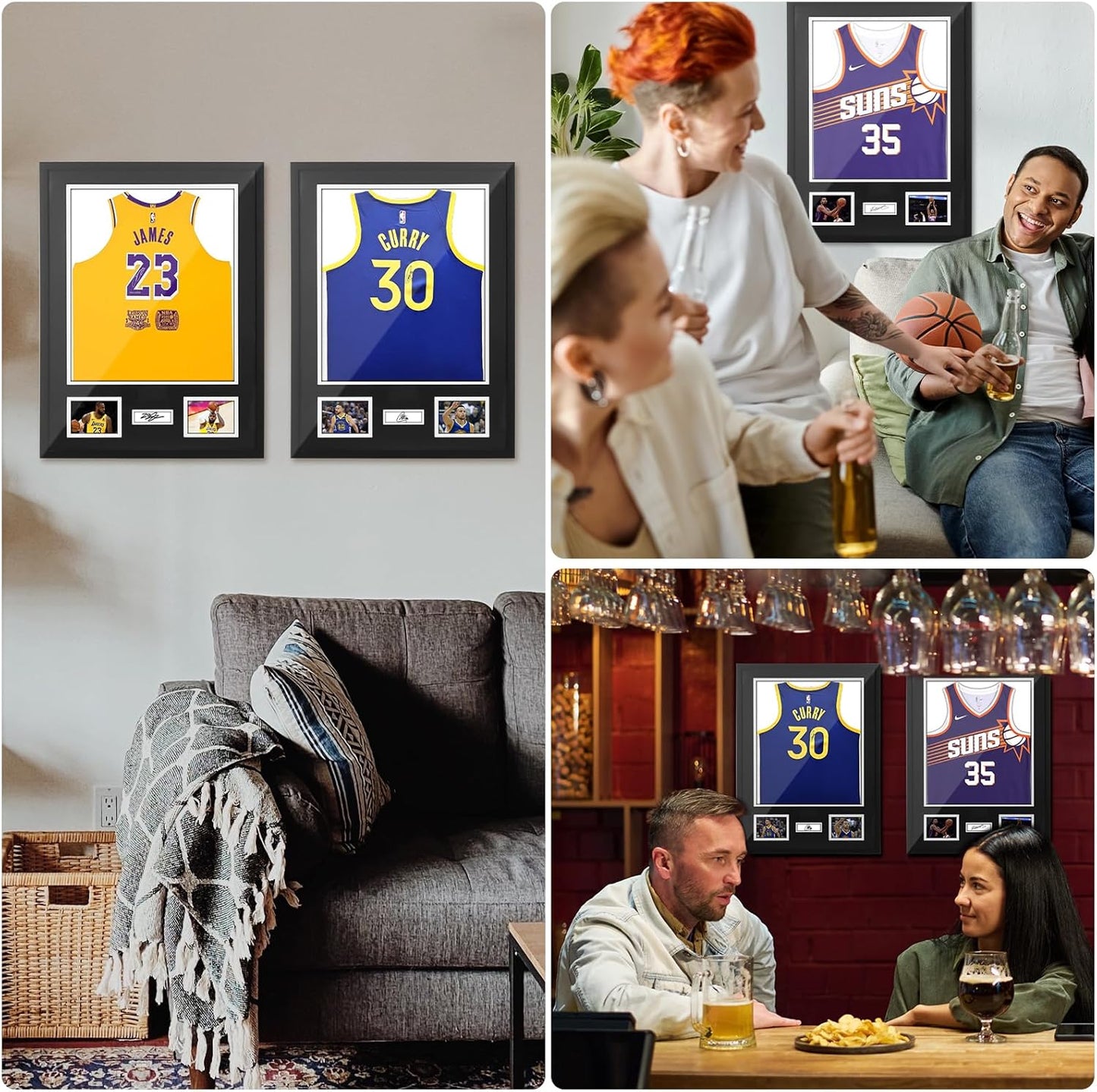 Nice C Jersey Frame Display Cases, Jersey Frame with Pictures Photos, Jersey Shadow Box Shirt Display Case, 98% UV Protection, Football Basketball Soccer (2 Pack)