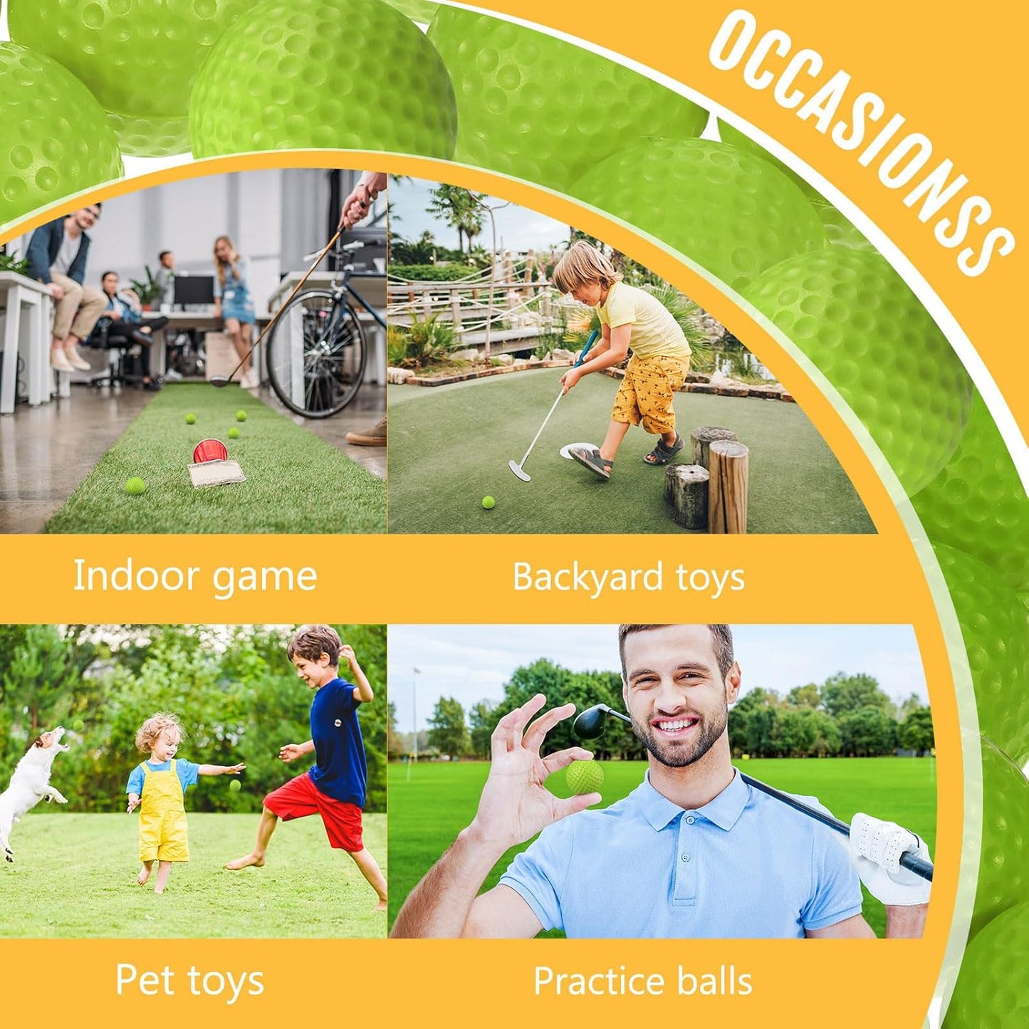 Junkin 24 Pcs Foam Golf Practice Balls Realistic Feel and Flight Training Sport Balls Elastic Soft Foam Golf Balls for Indoor or Outdoor Backyard Training