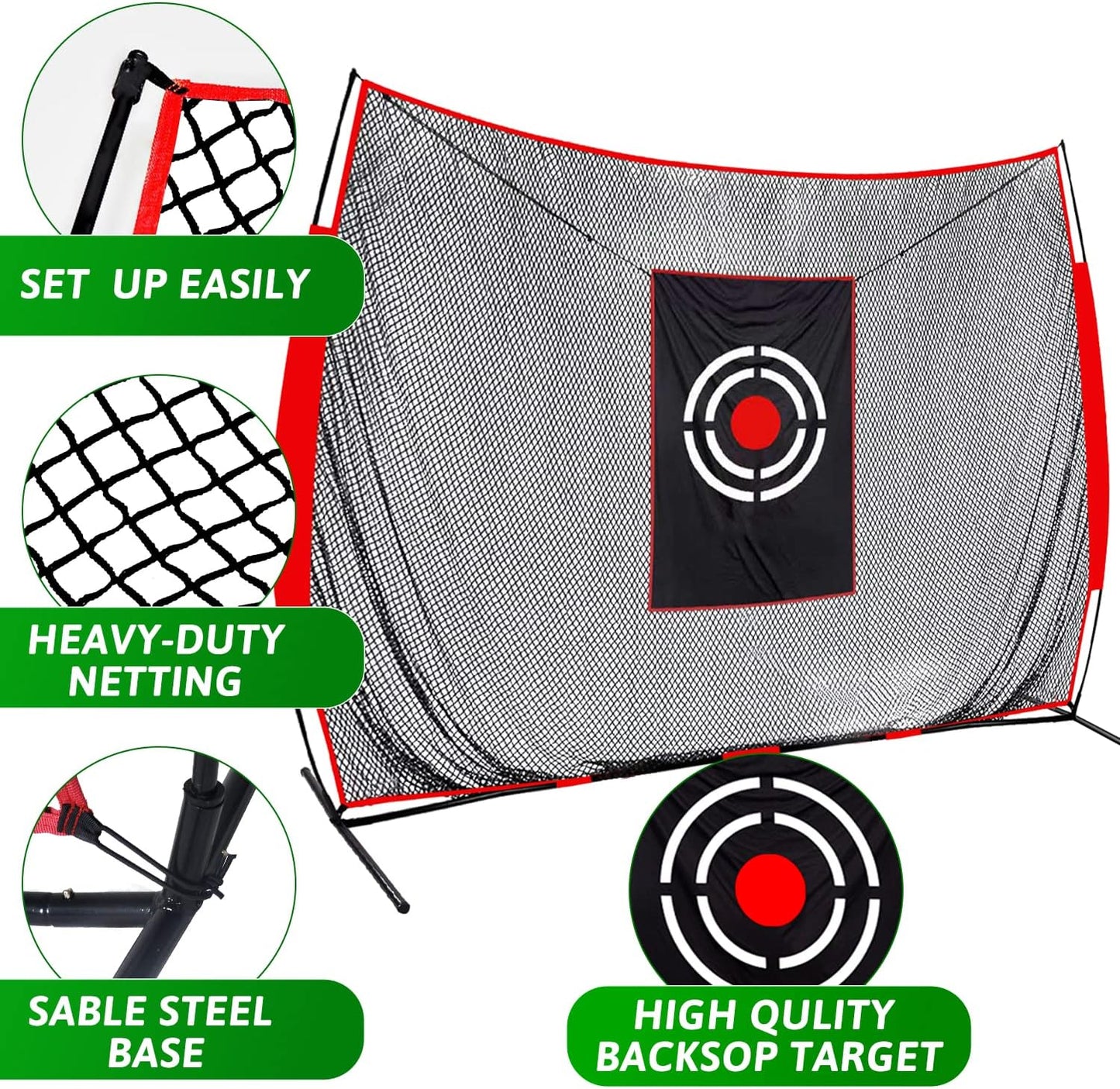 Kapler Golf Practice Hitting Net - 12X10FT Portable Driving Nets with Steel Frame and Target for Backyard Indoor Outdoor Swing Use - Gifts for Golfing Lovers