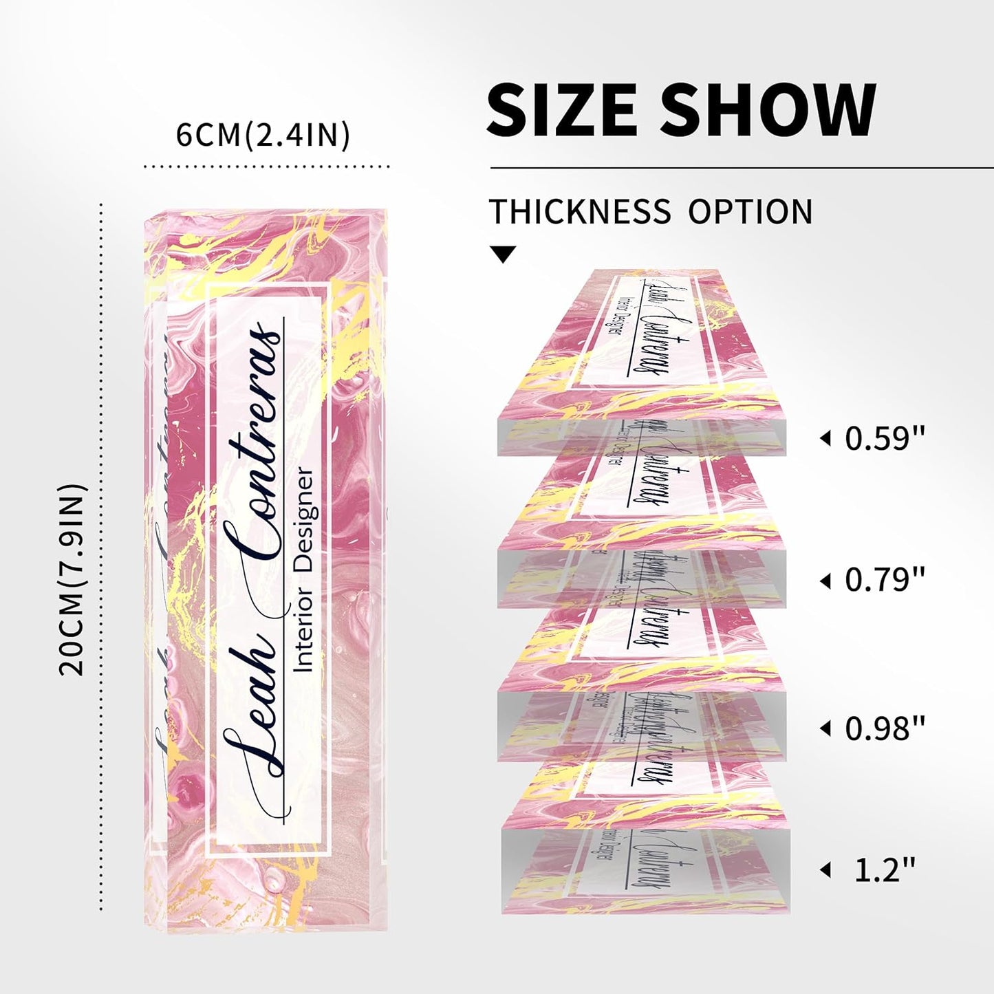 Personalized Name Plate for Desk Custom Acrylic Desk Name Plate Custom Employee Appreciation Gifts Office Gifts for Women, Men, Boss, Coworkers, Teacher, Nurse (Pink Flow Gold)