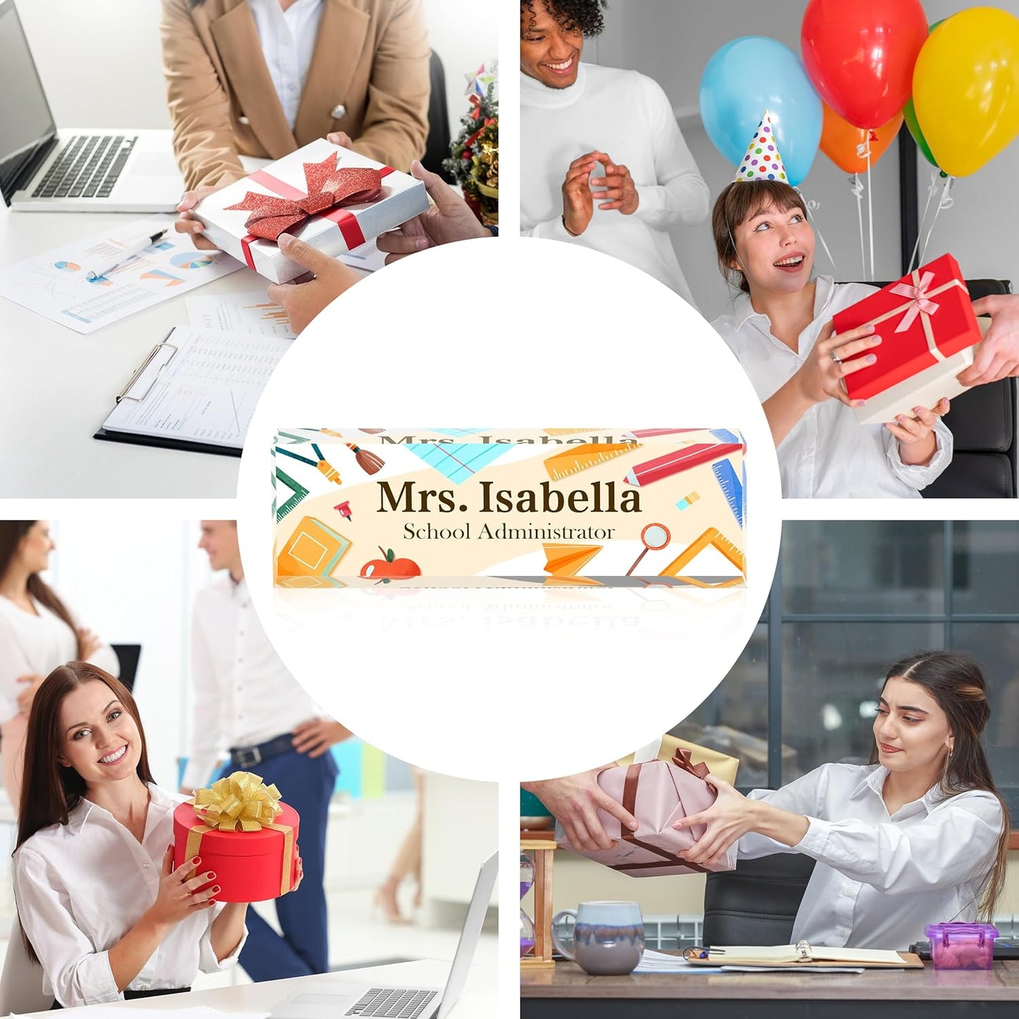 Personalized Name Plate for Desk Custom Acrylic Desk Name Plate Custom Employee Appreciation Gifts Office Gifts for Women, Men, Boss, Coworkers, Teacher, Nurse (Teacher)