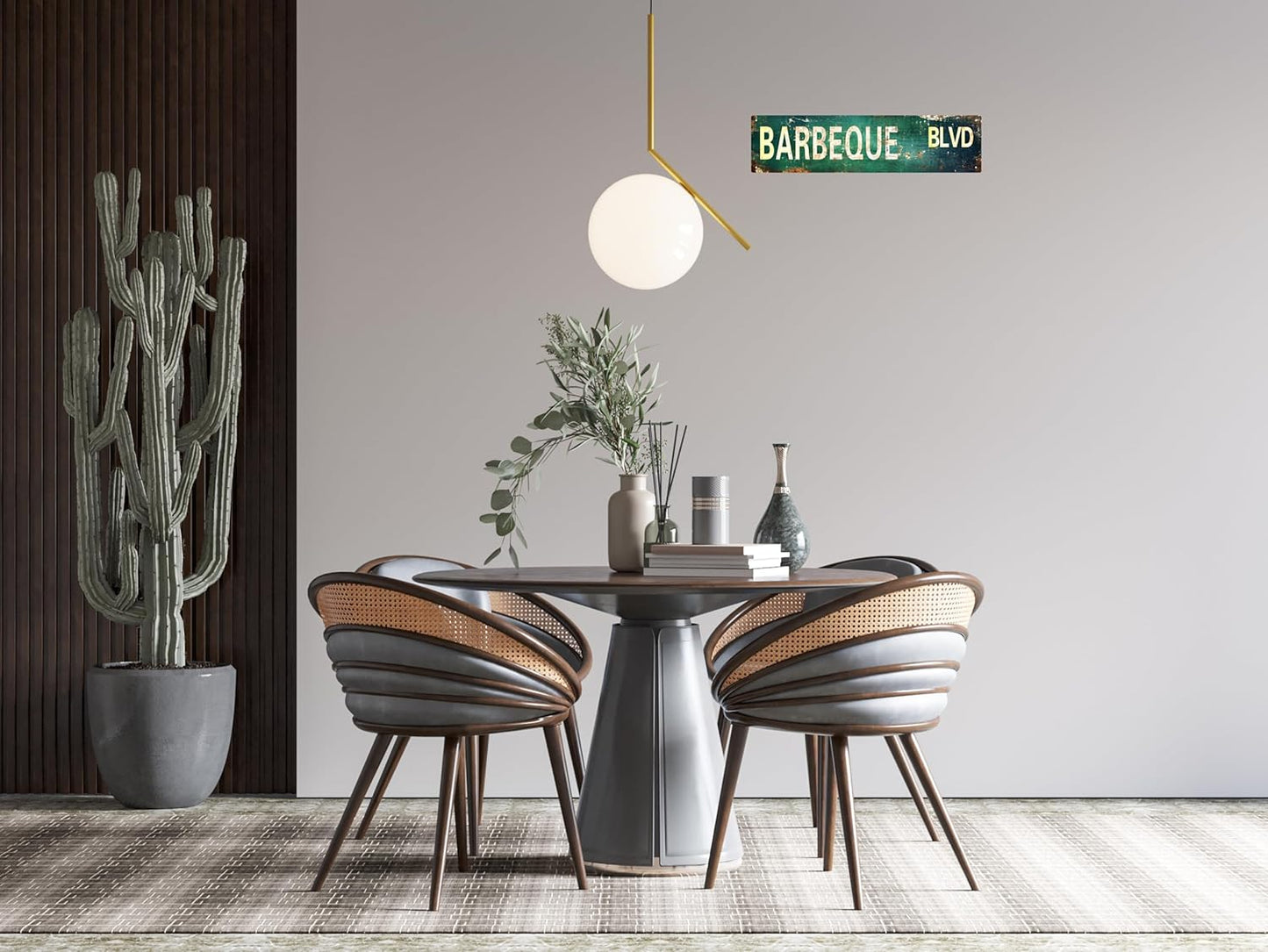 AWISZZZ Vintage Metal Tin Sign Retro Barbeque Blvd Signs Stylish Wall Art Plaques for Home Decor Bathroom Kitchen House and Gothic Wall Decor or as a Unique Poster 16x4 in