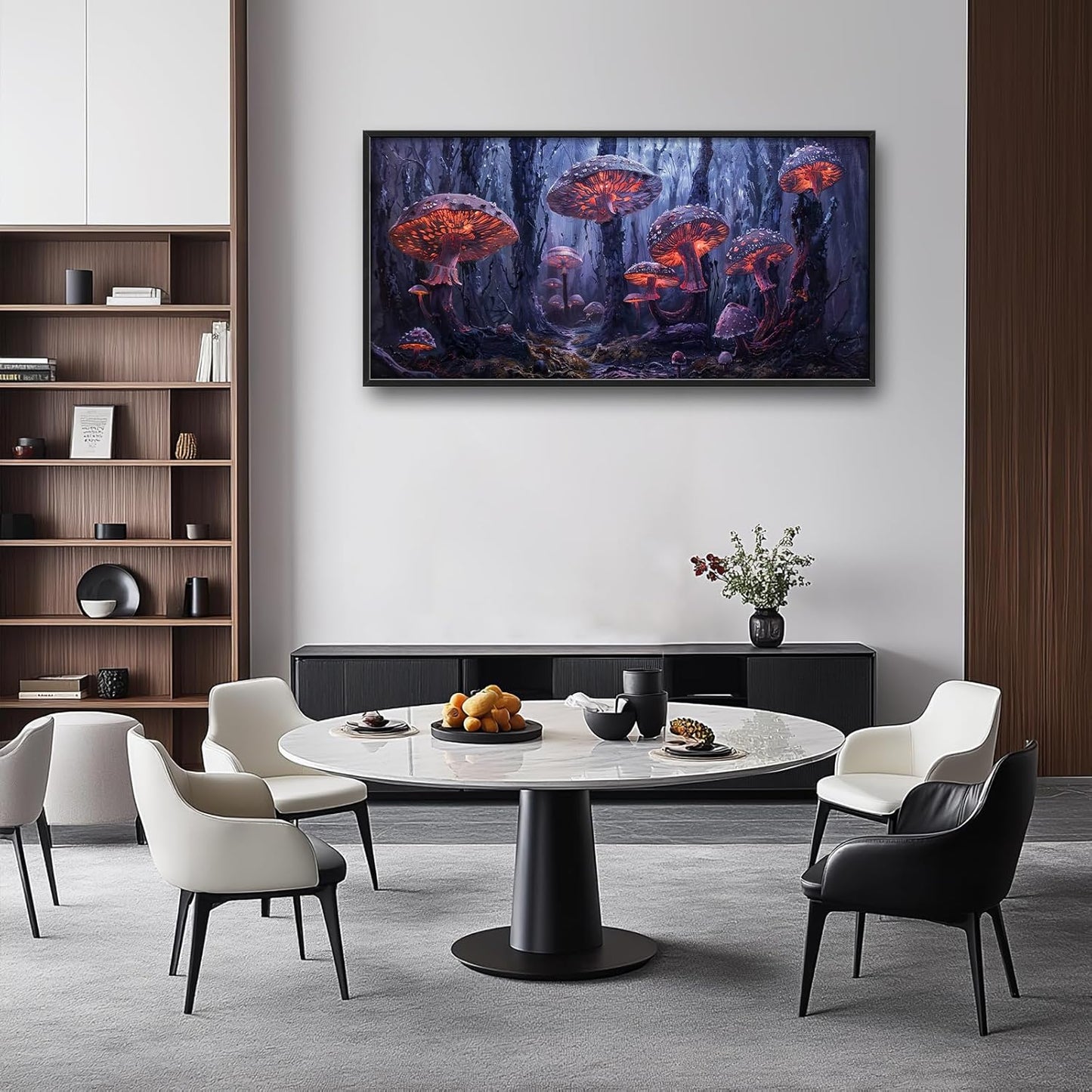 Large Mushroom Framed Wall Art for Living Room Forest Mushroom Canvas Wall Decor Rustic Pictures Print Painting Artwork Modern Home Decorations for Bedroom Office 60x30 inch