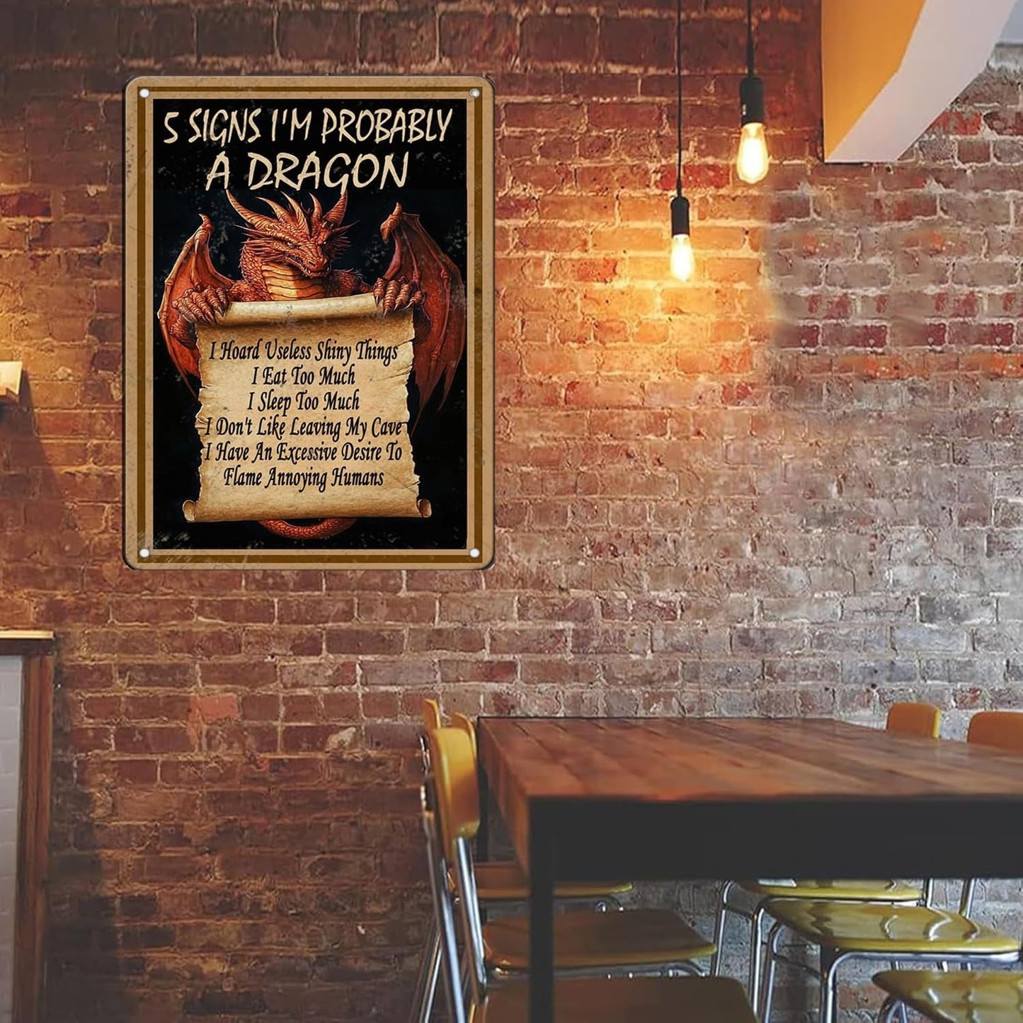 Vintage 5 Signs I’M Probably A Dragon Vertical Iron Metal Tin Sign 12x16 Inch Home Kitchen Garden Wall Decor