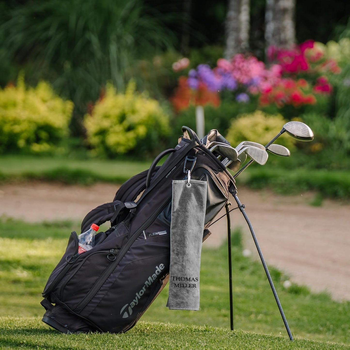 Golf Towel with Custom Text – Personalized Embroidered Golf Towel for Golfers, Microfiber Towel with Hook for Golf Bag, Golf Gifts for Men, Women