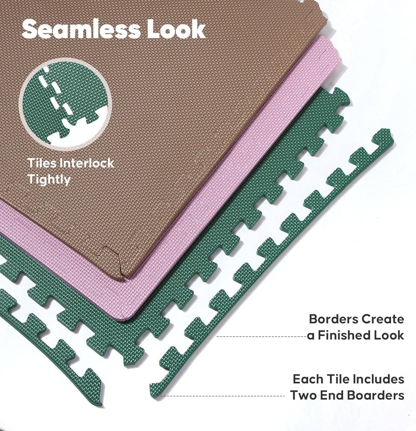 Home Gym Mat, Puzzle Exercise Mat, EVA Interlocking Foam Floor Tiles for Home Workout Equipment and Kids' Play Areas - Blue, 24 in x 24 in x ½ in - (Pink, 16 Pack(64 SQ FT))