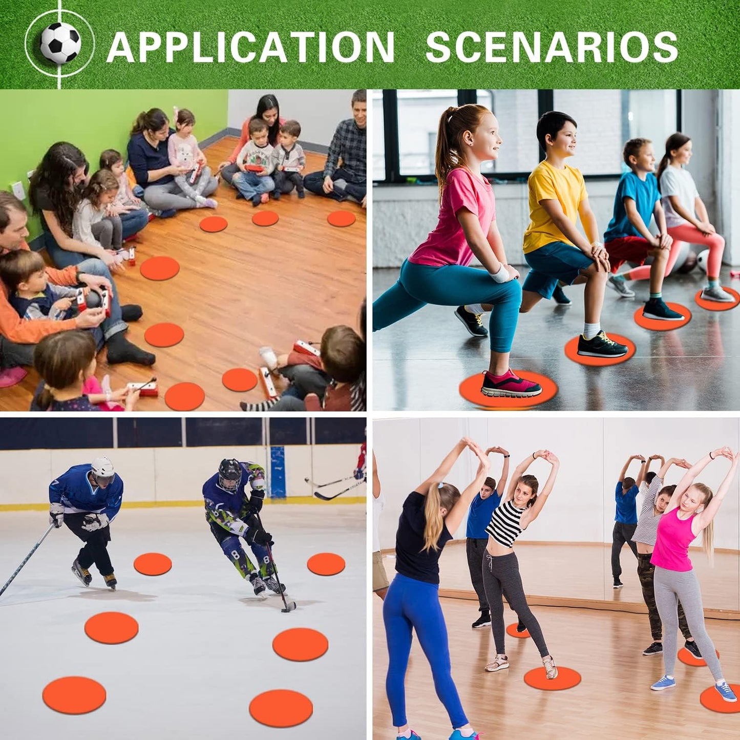 Poly Spot Markers 9 inch Non-Slip Rubber Agility Markers Flat Field Cones Floor Dots for Football, Soccer, Basketball Training Markers, School Activities, Exercise Drills, Social Distancing