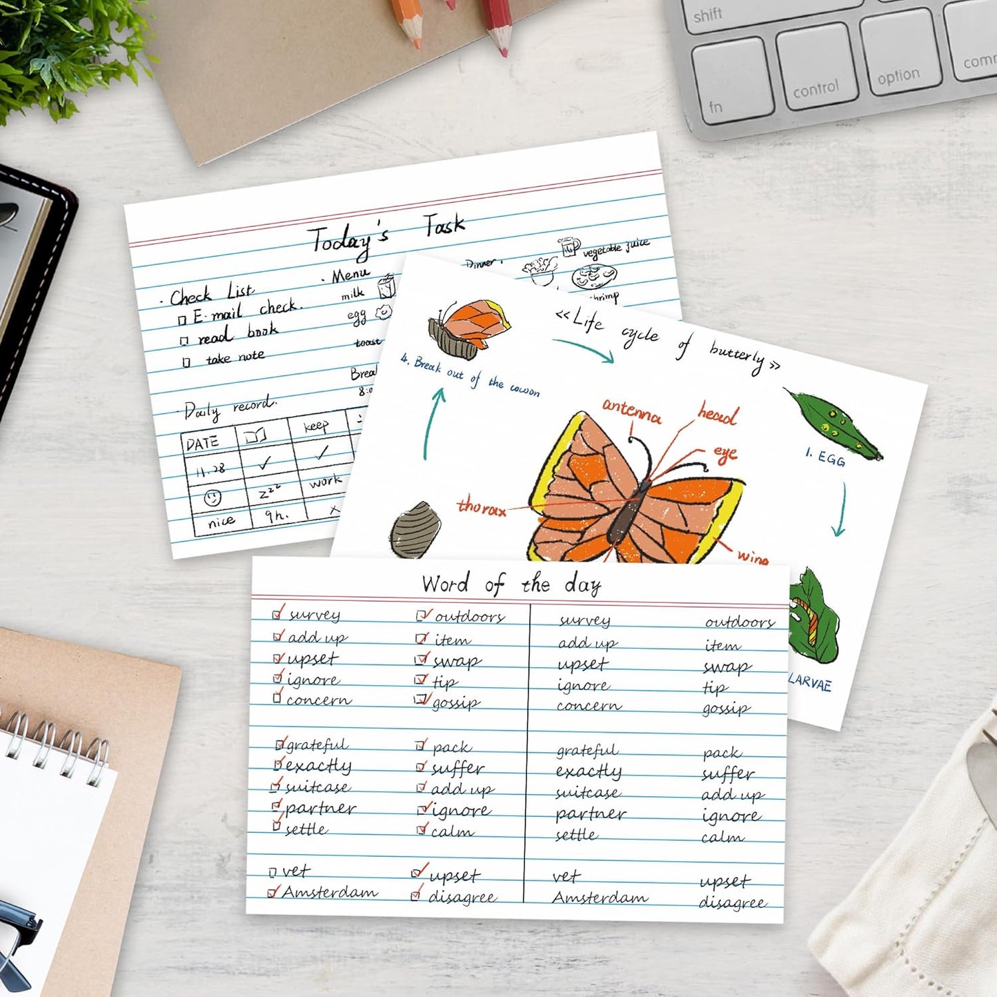 Chell Ruled Index Cards 4x6 Inch Heavyweight, 100 Count, Ruled Front and Blank Back, 65 lb. Cover Weight, White