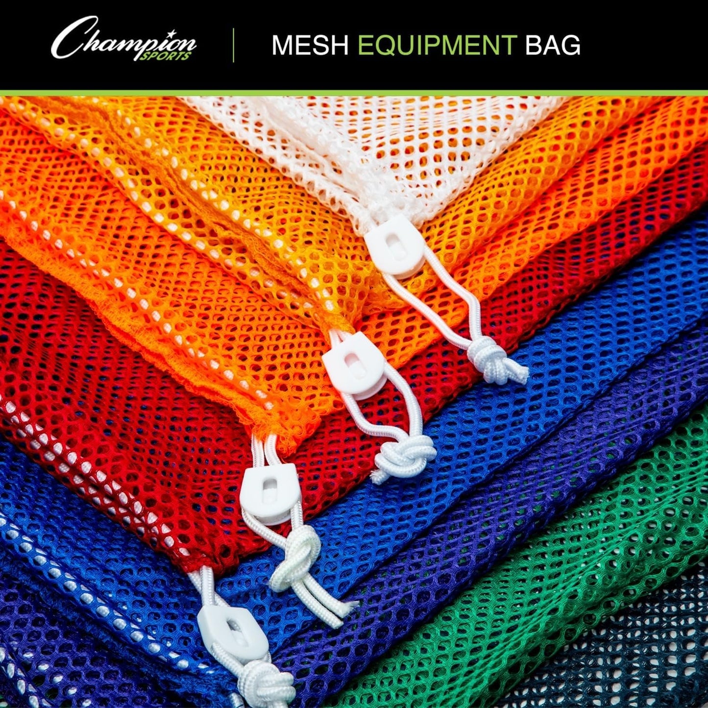 Champion Sports Mesh Equipment Bag – Heavy-Duty Nylon Drawstring Bag with Lock & ID Tag, Breathable Storage Sack for Balls, Swim Gear, Laundry & Toys, Multiple Sizes & Colors