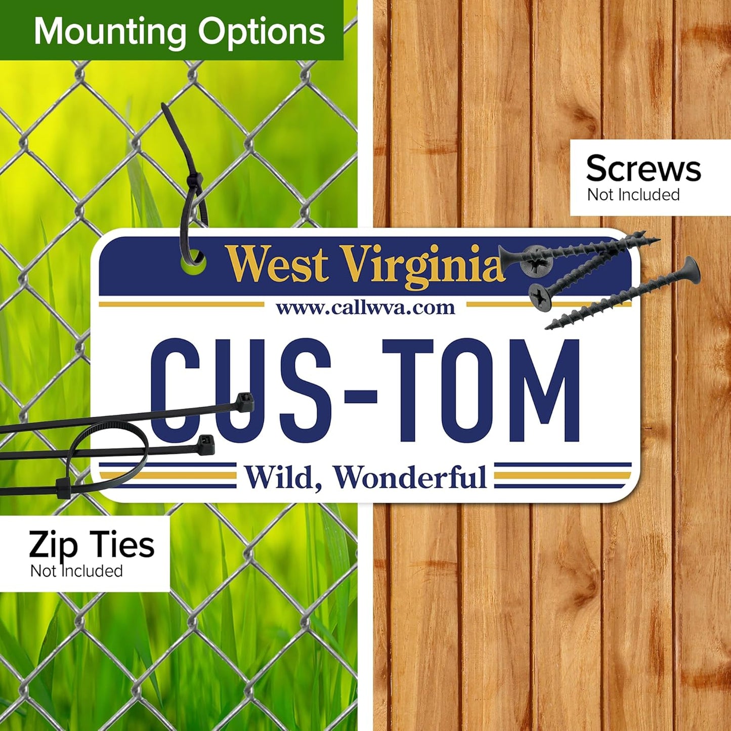 Mini License Plates, Personalized License Plates, Custom for Car, Bikes, ATV, Kids Car, Golf Cart, Jeep, 2x4 Inch, Rust-Free Fade Resistant Aluminum, USA Made by My Sign Center (West Virginia)