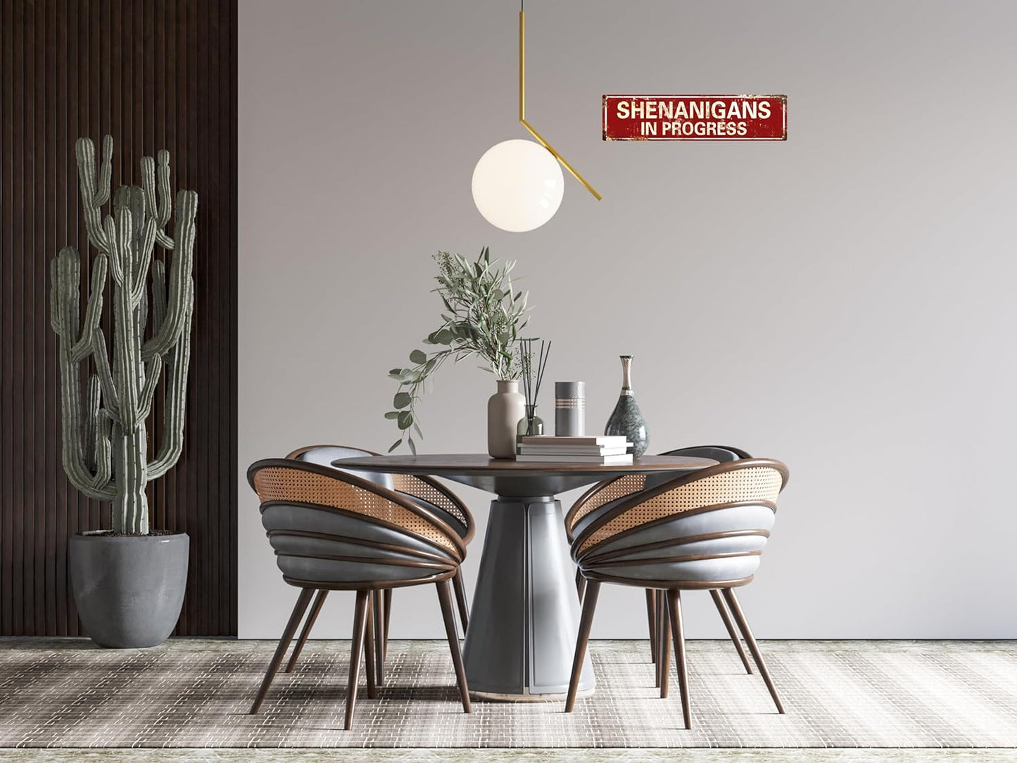 AWISZZZ Vintage Metal Tin Sign Retro Shenanigans In Progress Signs Stylish Wall Art Plaques for Home Decor Bathroom Kitchen House and Gothic Wall Decor or as a Unique Poster 16x4 in