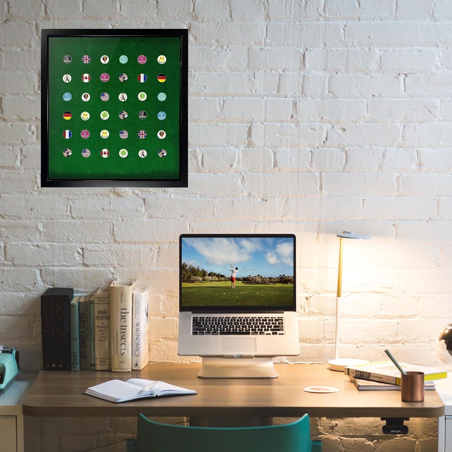 100 Golf Ball Marker Display Case Magnetic 15.5" W x 16.5" H Wall Mounted Ball Marker Display Frame Shadow Box Acrylic Cover Magnetic Back Panel Suitable for Collecting Golf Ball Marker