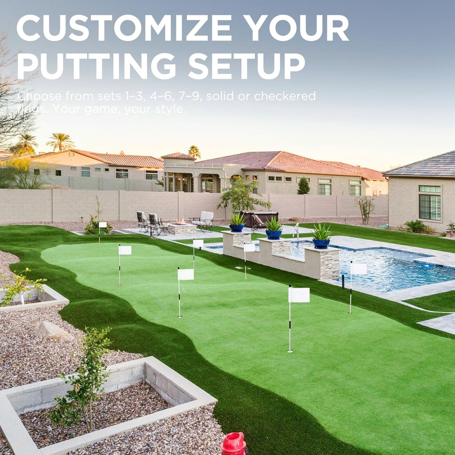 KINGTOP Golf Flagstick Mini, Putting Green Flag for Yard, All 3 Feet, Double-Sided Numbered Golf Flags, Golf Pin Flag Hole Cup Set, Portable 2-Section Design, Gifts Idea