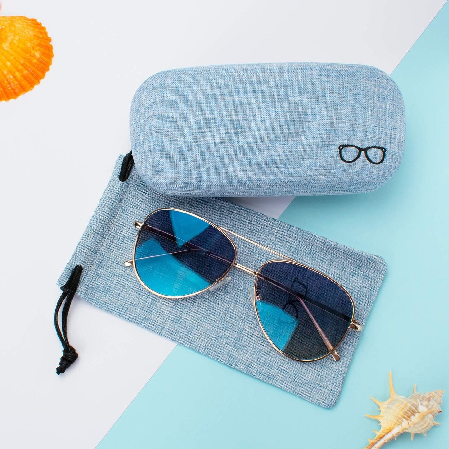 Vemiss Hard Shell Eyeglasses Cases, Linen Fabrics Protector Sunglasses Case, Large Glasses Case