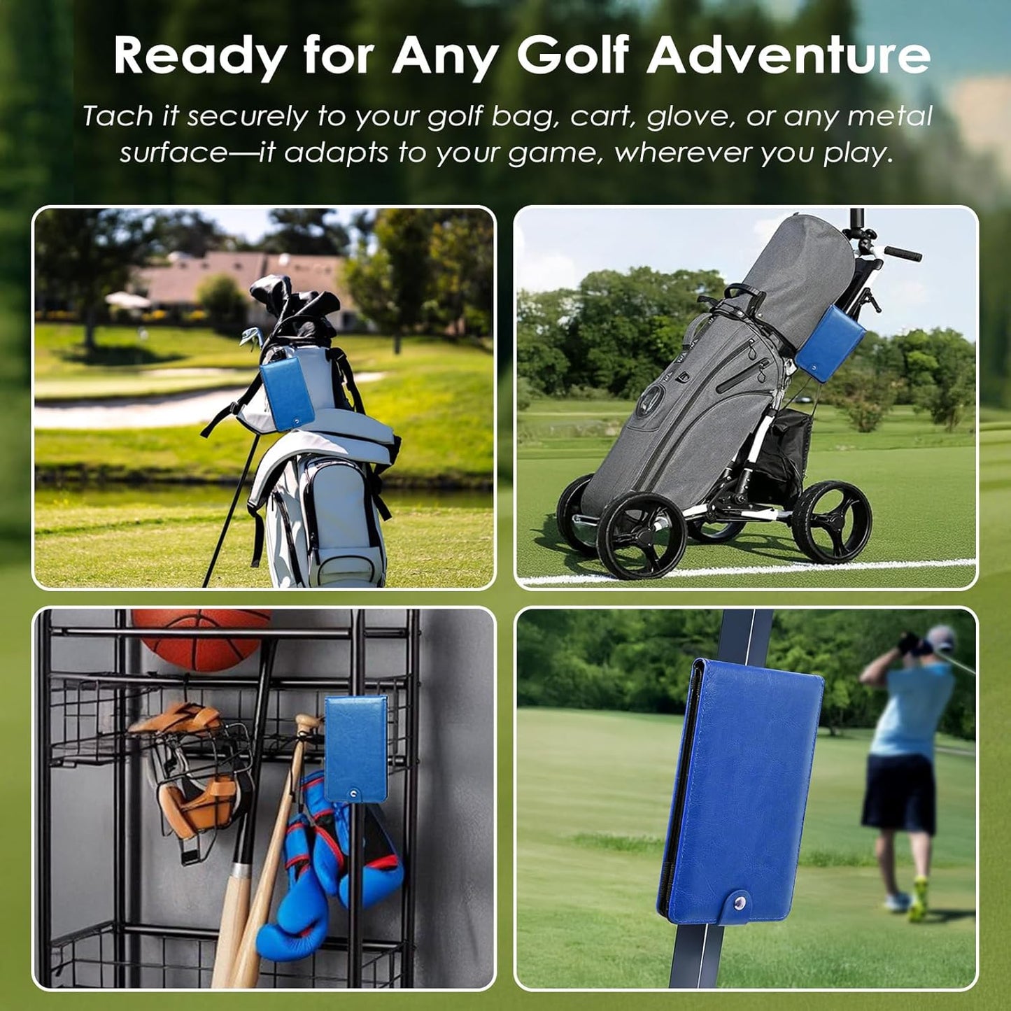 All-in-One Magnetic Golf Scorecard Holder Yardage Book Cover, Premium Leather Scorecard Holder, Universal Fit for Scorecards, Sleek Design for Back Pocket Convenience Blue