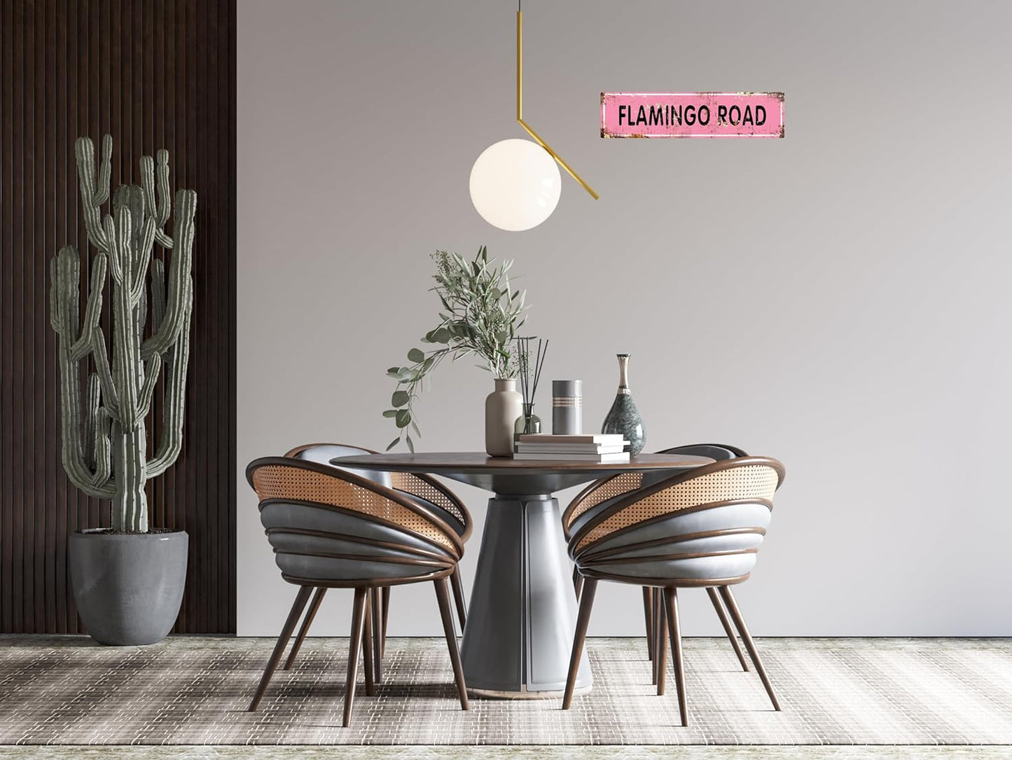 AWISZZZ Vintage Metal Tin Sign Retro Flamingo Road Signs Stylish Wall Art Plaques for Home Decor Bathroom Kitchen House and Gothic Wall Decor or as a Unique Poster 16x4 in