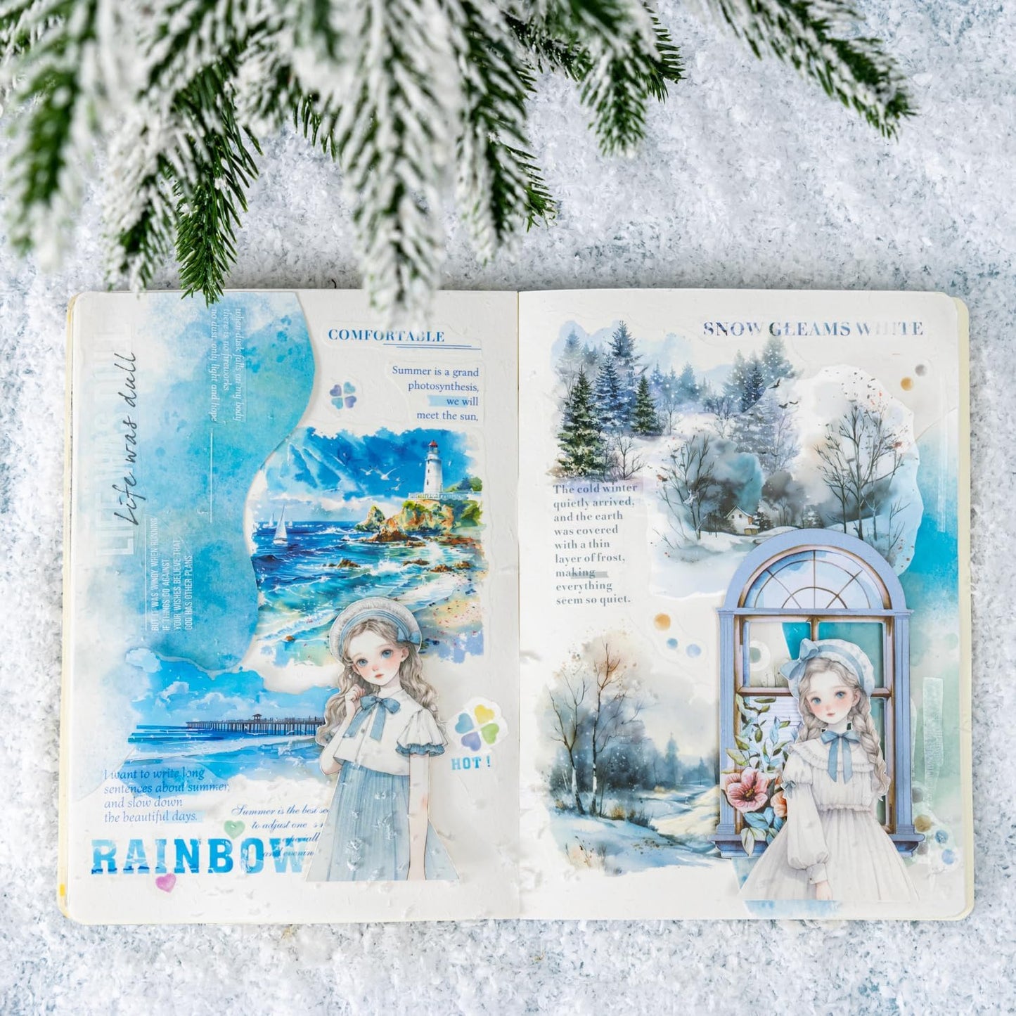 Pre-Cut Seasons Sticker Book Set, 40PCS Spring and Summer PET & Washi Stickers for Scrapbooking, Journaling, DIY Crafts, and Art Supplies