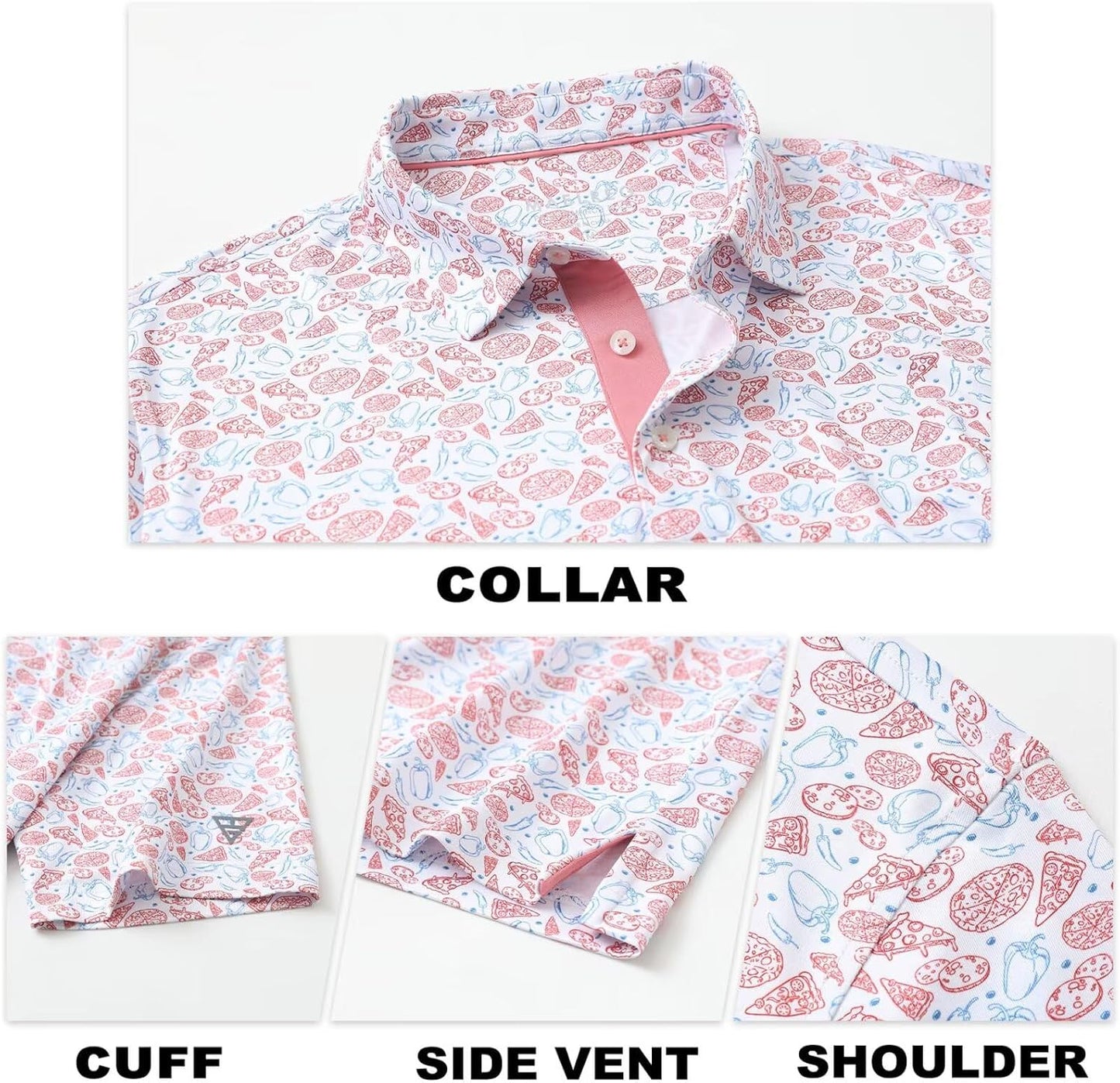 M MAELREG Mens Golf Shirt Short Sleeve Dry Fit Print Moisture Wicking Performance Patterns Collared Polo Shirt