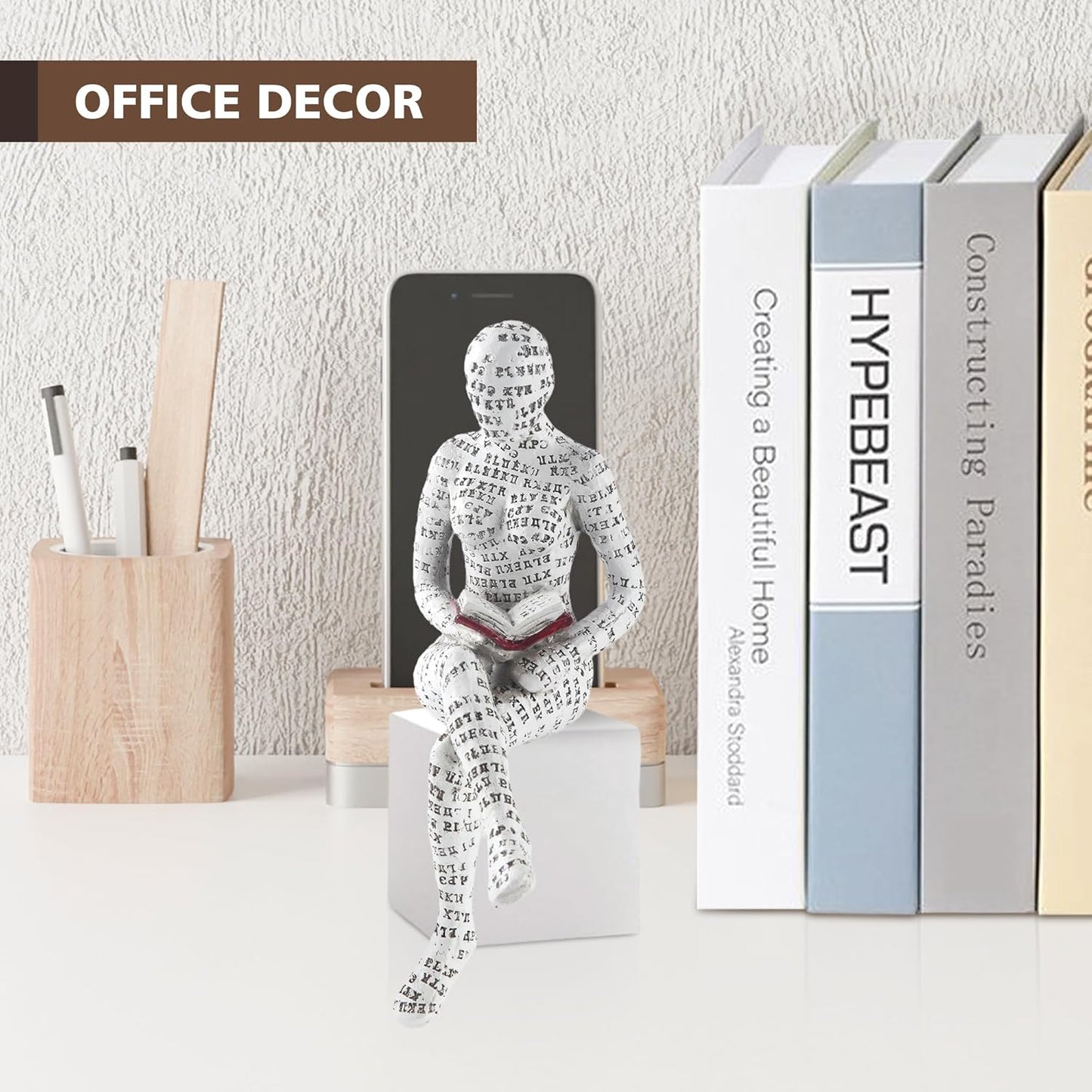 GRAPMKTG Home Decor Pulp Reading Women Thinker Statue Aesthetic Sculpture Room Decor Modern Abstract Decoration on Shelf Table Desk for Living Room Office Bedroom E