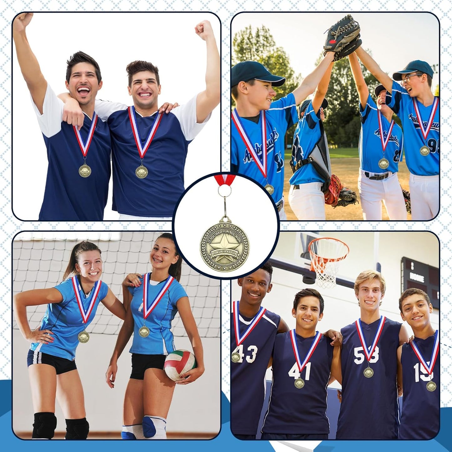 Remuuly 30 Pcs Gold Medals Bulk 2'' Basketball Soccer Baseball Volleyball Football Lacrosse Kickball Cheer Bowling Trophy Medals for Awards for Sports Participation Winner Gift