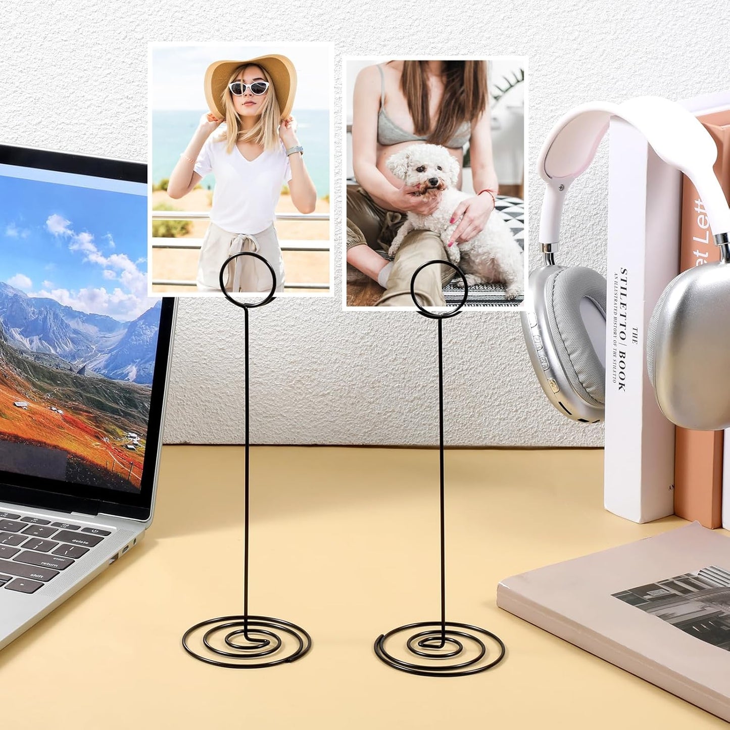 24 Pack 8.6 Inch Table Number Holder Table Sign Stands Picture Name Menu Clips Place Card Holder for Wedding Anniversary Party Display Centerpieces