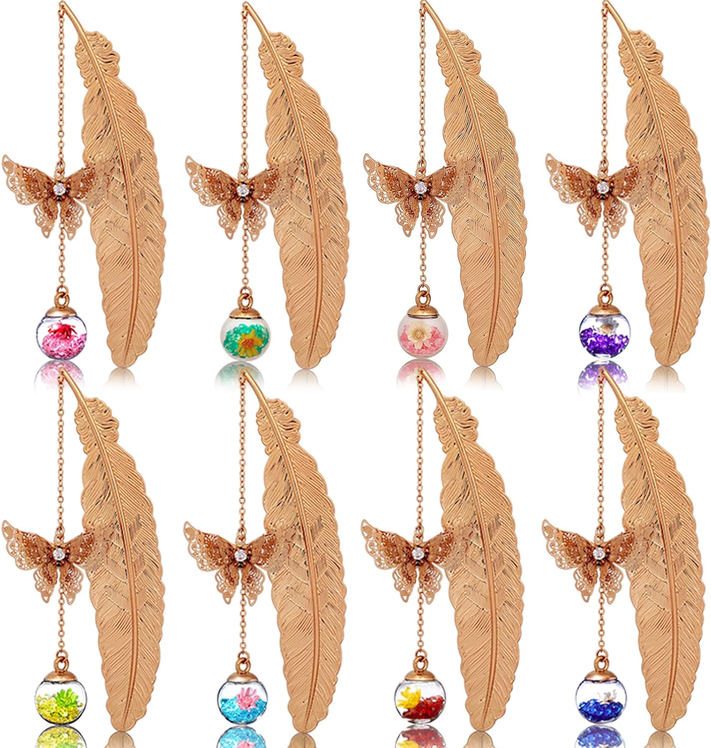 Metal Feather Bookmark with Butterfly Charm β Christmas Gifts for Women, Teachers & Book Lovers β Stocking Stuffers, Secret Santa, Birthday & Holiday Gift Box