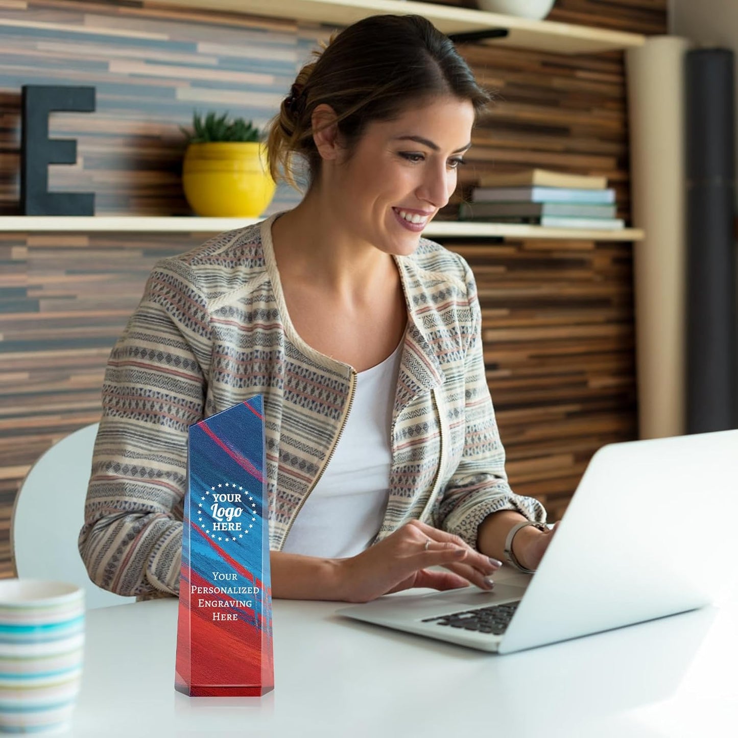 Personalized Crystal Trophy Award - Award for Employees- Plaques Custom Engraved- Coworker Gift,Employee Appreciation Gift,Ideal for Business Events and Occasions (Custom Logo/Engraved)