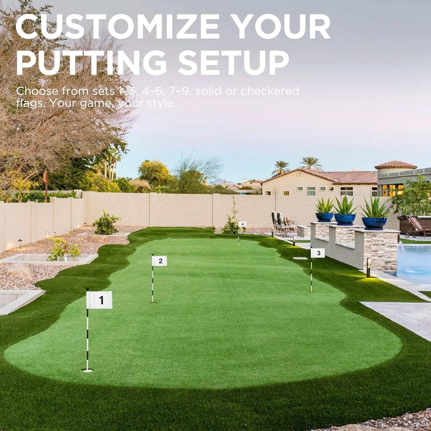 KINGTOP Golf Flagstick Mini, Putting Green Flag for Yard, All 3 Feet, Double-Sided Numbered Golf Flags, Golf Pin Flag Hole Cup Set, Portable 2-Section Design, Gifts Idea