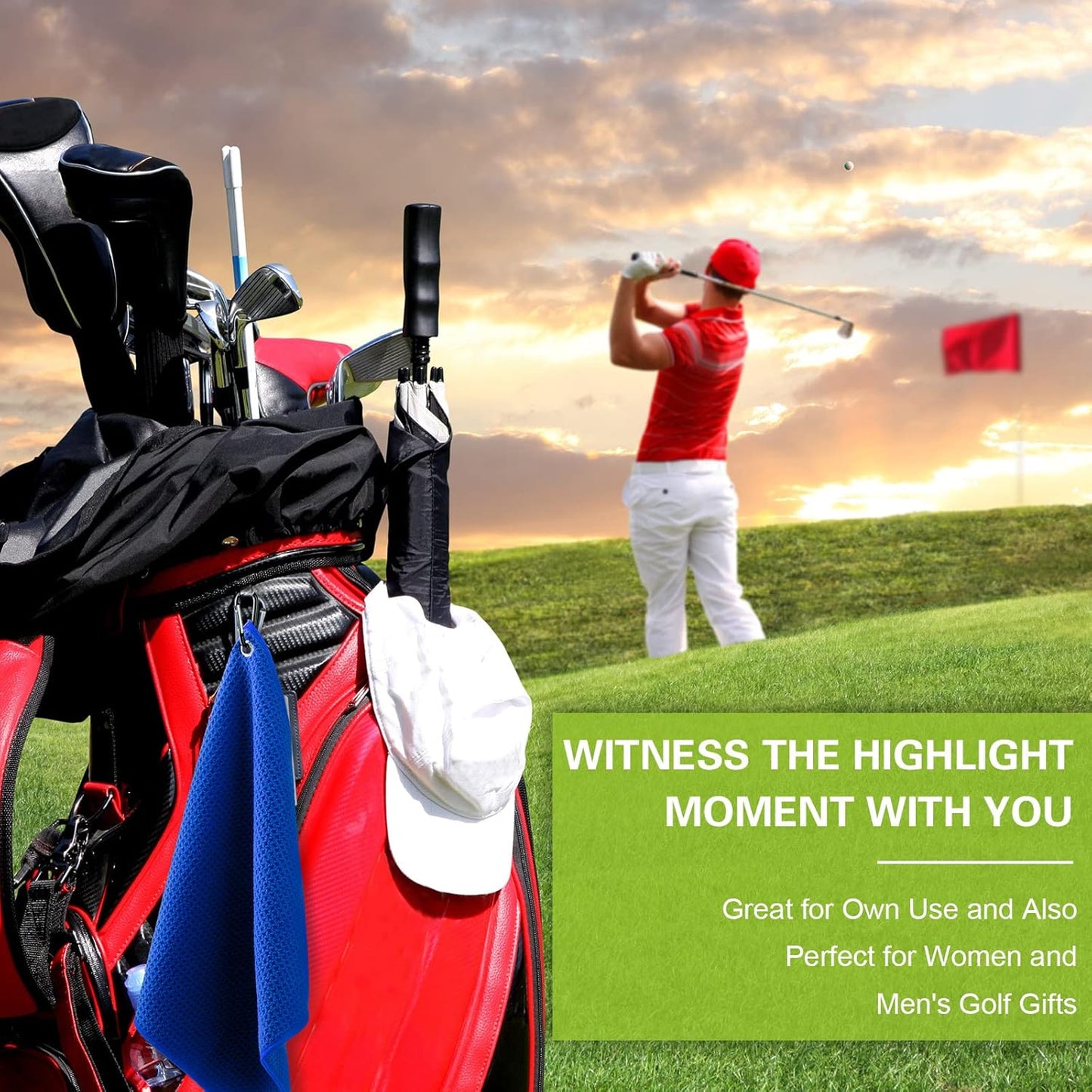 Tatuo 20 Pack 5 Colors Microfiber Golf Towel with Hook Clip Waffle Pattern Golf Towel Accessories for Men Women Convenient Gadgets Sports Fishing Bag for Home Gym Kitchen(20 Pcs)