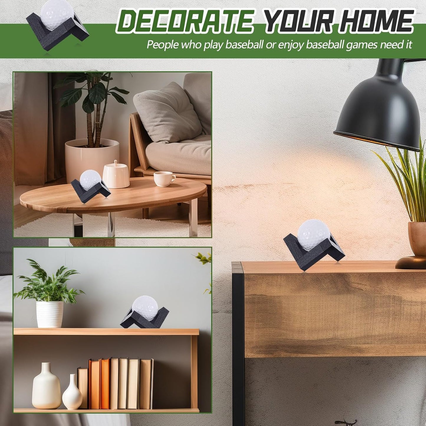 3 Pack Golf Ball Display Stand 1.97 Inch Wooden Golfball Display Case Black Baseball Rack Holder for Souvenir Collections Tabletop Decor Men Golf Enthusiasts