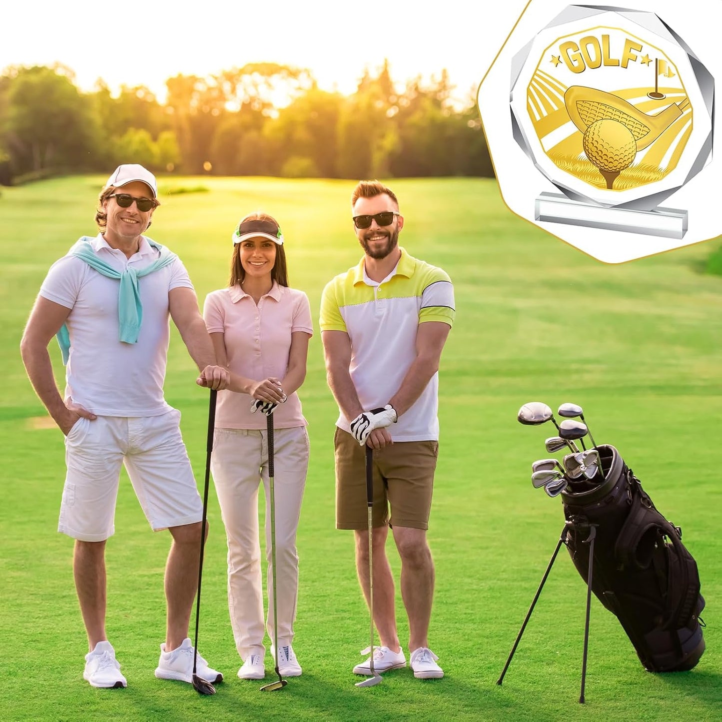 6 Pack Sports Trophy Acrylic Award Medals 4.72 x 4.72 Inch Sports Contest Trophies Bulk Plaques Team Prize Gift Trophies for Competition