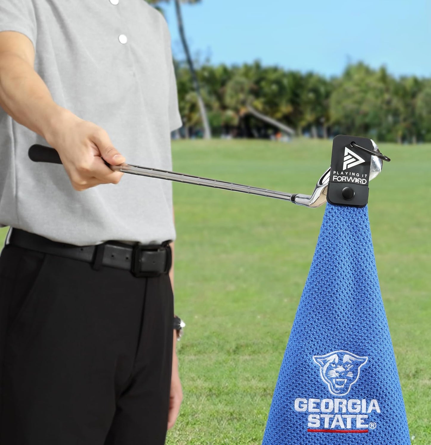 Magnetic Golf Towels for Golf Bags with Clip & Ultra Strong Magnet - Waffle Weave Microfiber Towel for Secure Hold on Bags & Carts - Ideal Club Cleaner & Accessories - Georgia State