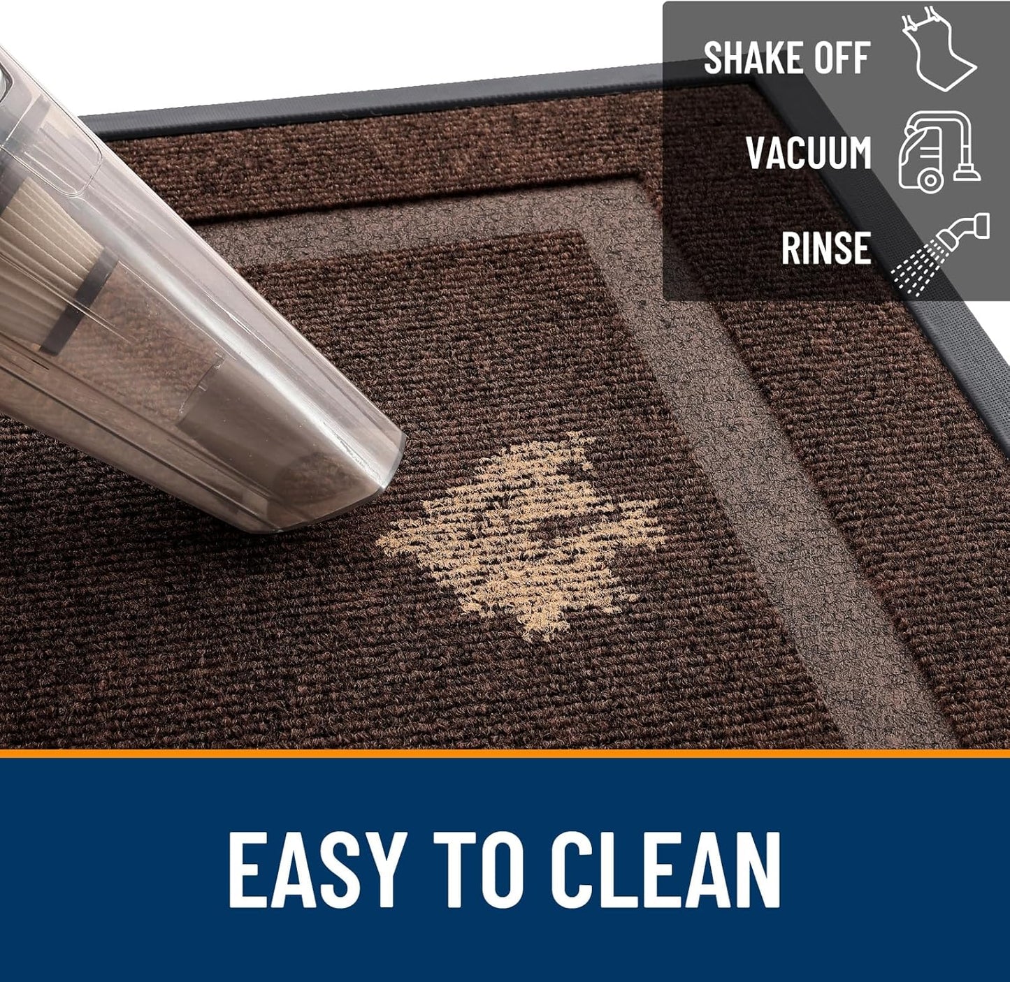 OLANLY Front Door Mat Indoor Outdoor Entrance, Waterproof All-Season, All-Weather Doormat, Sturdy Natural Rubber, Fade Resistant, Low Profile, Easy Clean Patio Porch Entryway Mat, 71x47, Dark Brown