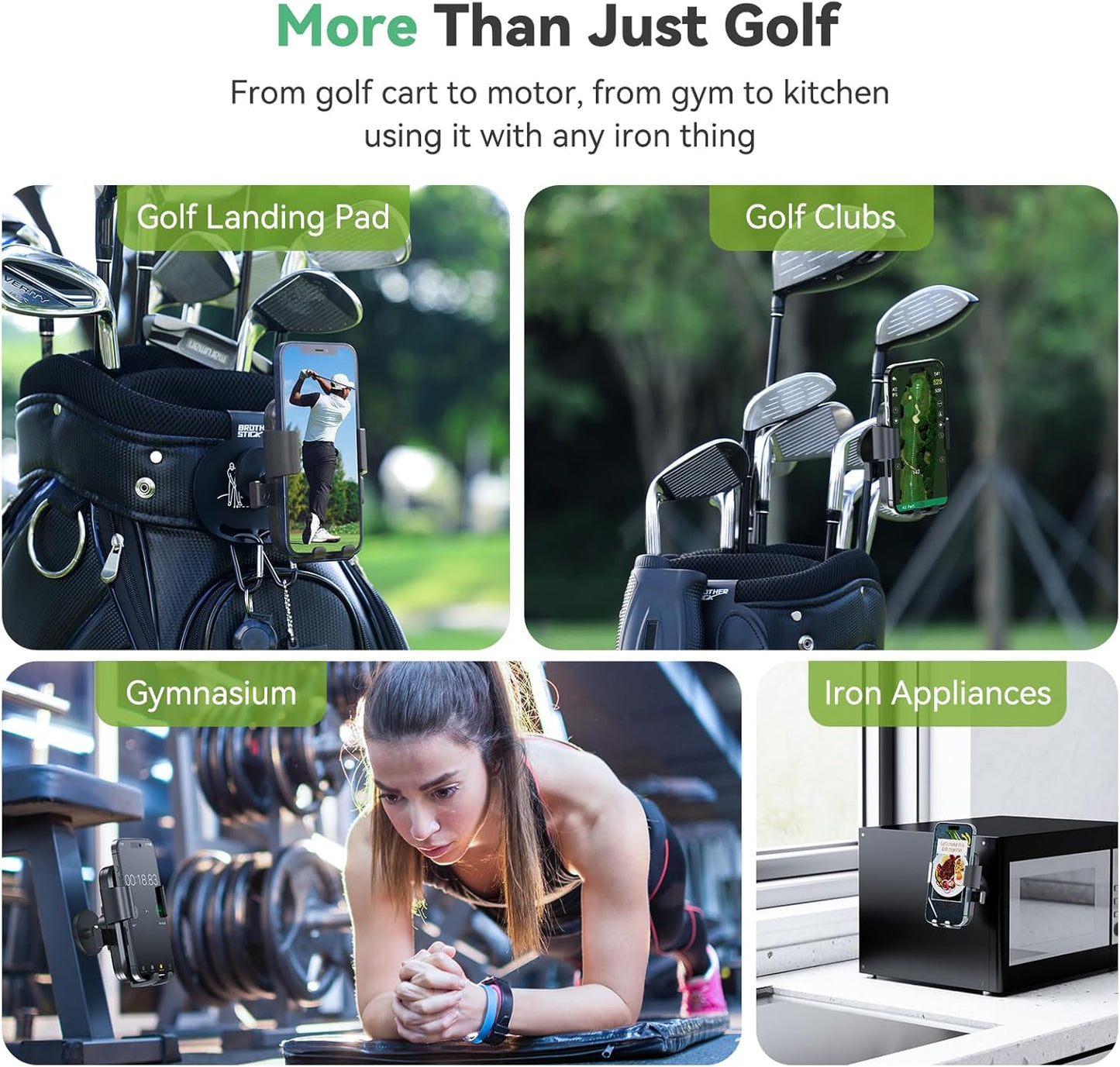 Golf Cart Phone Holder Golf Cart Magnetic Phone Holder Mount Ultra Strength Magnets Cell Phone Caddy Compatible For EZGO/Club Car/iPhone/Galaxy/Google Pixel, 360° Rotatable/One-Handed Pick & Place