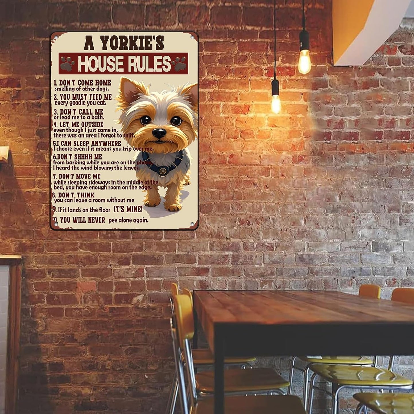 Yorkie House Rules Funny Metal Tin Sign Vintage 'I Am Your Friend' Poster 12x16 Inch Yorkie Dog Iron Tin Sign Home Kitchen Garden Restaurant Man Cave Wall Decor