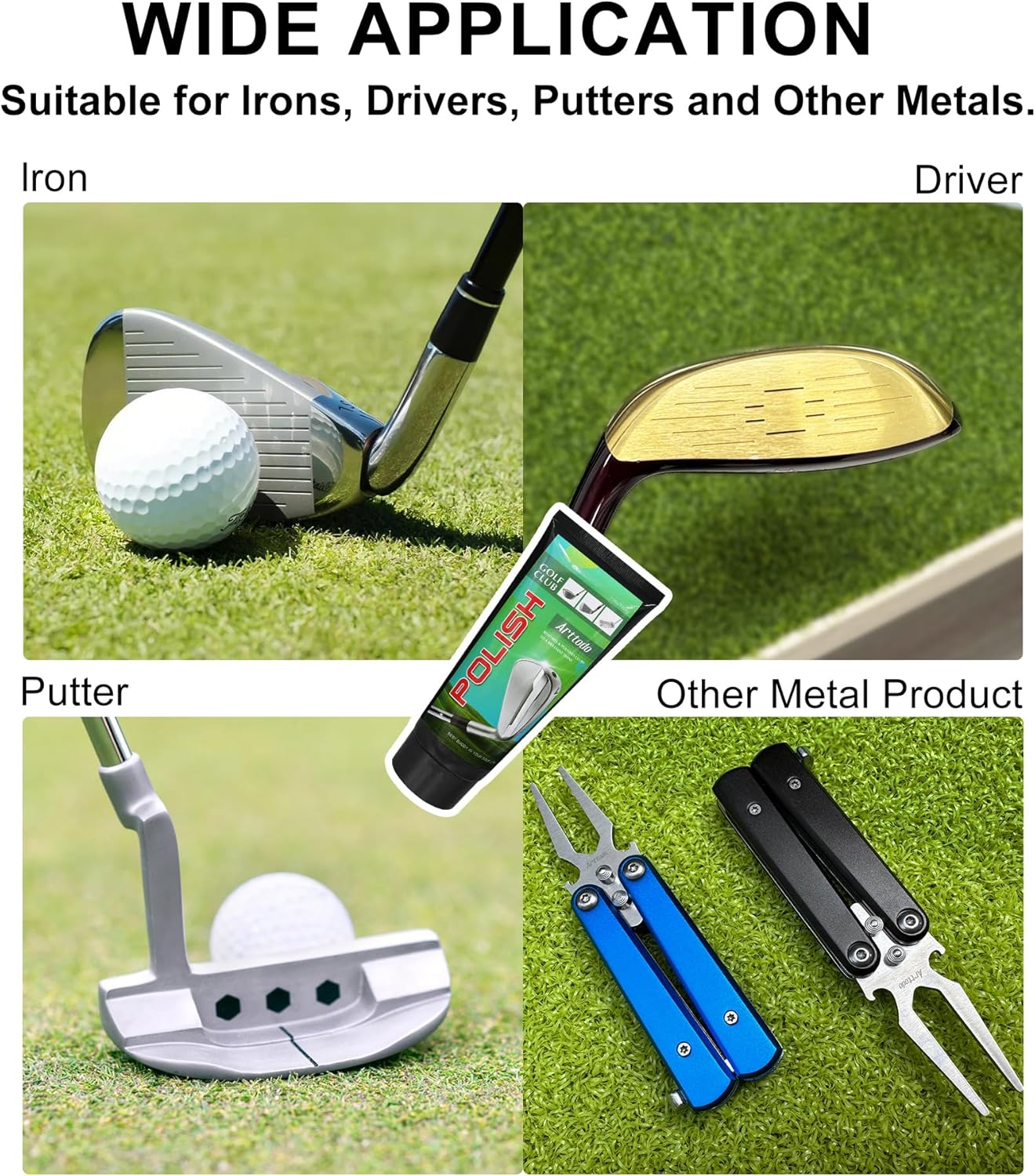 Golf Club Polish, Golf Club Cleaner and Scratch Remover, Long Lasting Golf Club Polish for Metal, Zinc, Aluminum & Steel Clubs Golf Accessories