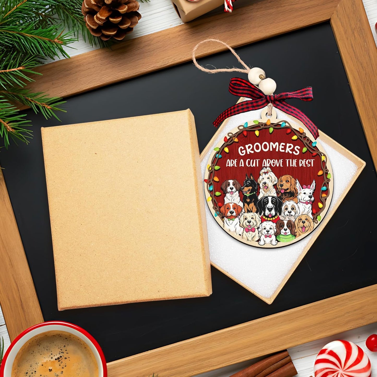 HEXMOZ Dog Groomer Gifts for Women - Thank You, Appreciation Gifts for Dog Groomers - Pet Dogs Groomer Christmas Ornament Holiday Decorations, Dogs Gift Ideas - Wood Xmas Ornaments for Christmas Tree