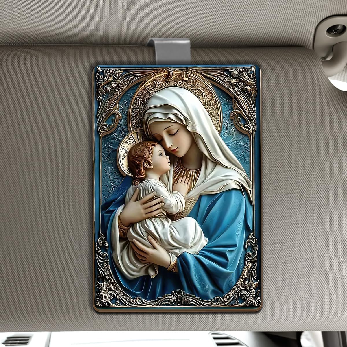 Jesuspirit Personalized Car Visor Clip – Guardian Angel Visor Clip, Our Lady of Guadalupe, Christian Car Accessories, New Driver & Religious Gifts (Mary and Jesus)