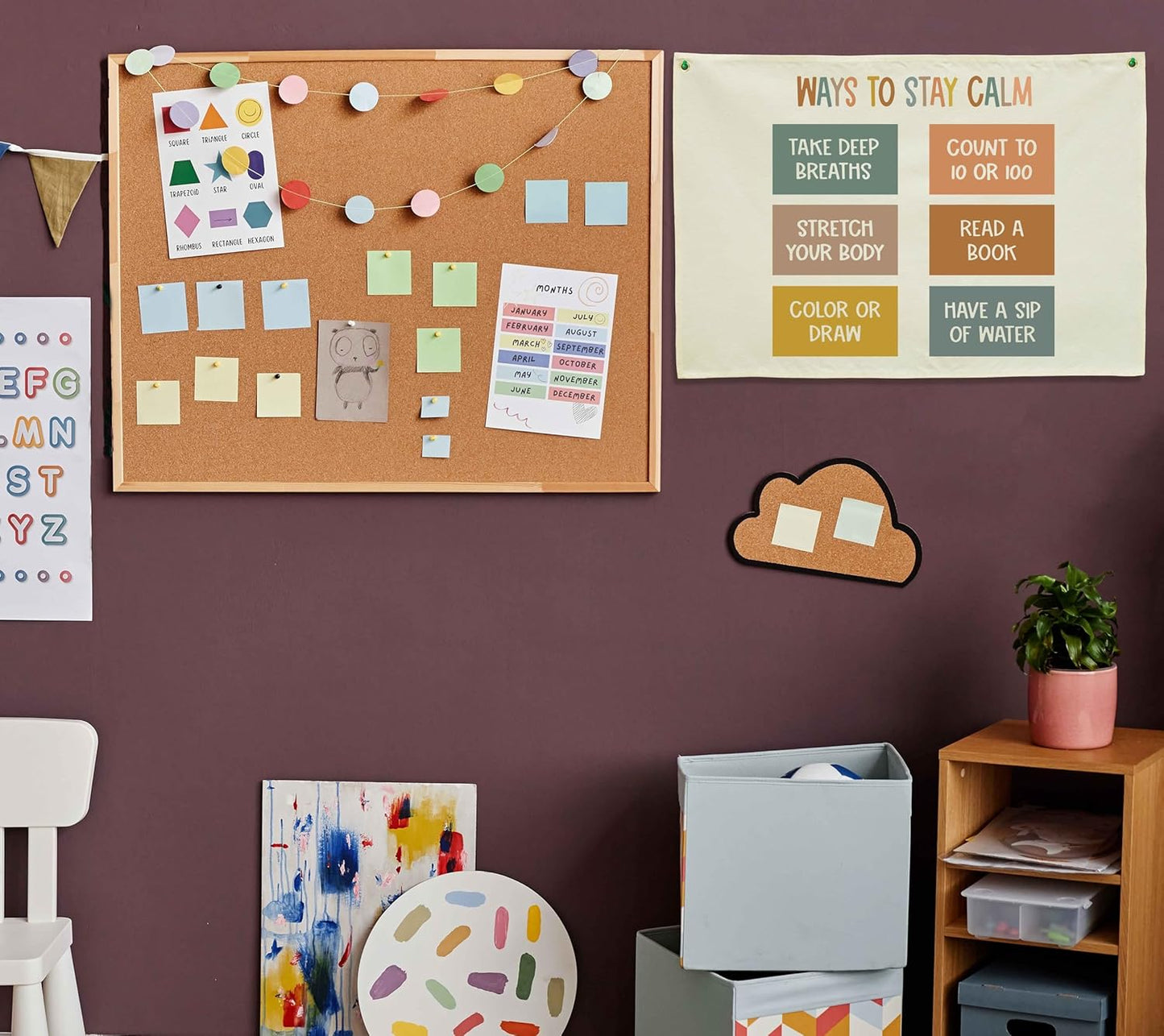 Classroom Decor-Classroom Wall Poster-Teacher Gift-Nursery Decor- Rectangle Banner Flag Wall Decor-Christmas Gift-Psychology Treatment Office Wall Sign-Mental Health-Ways To Stay Calm-28.5"L×20"W